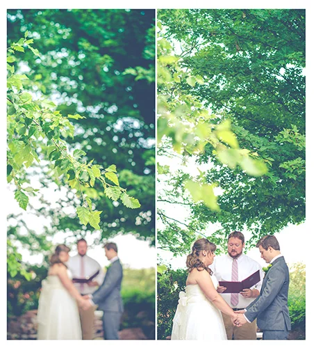 Bride and Groom Pray During their Wedding