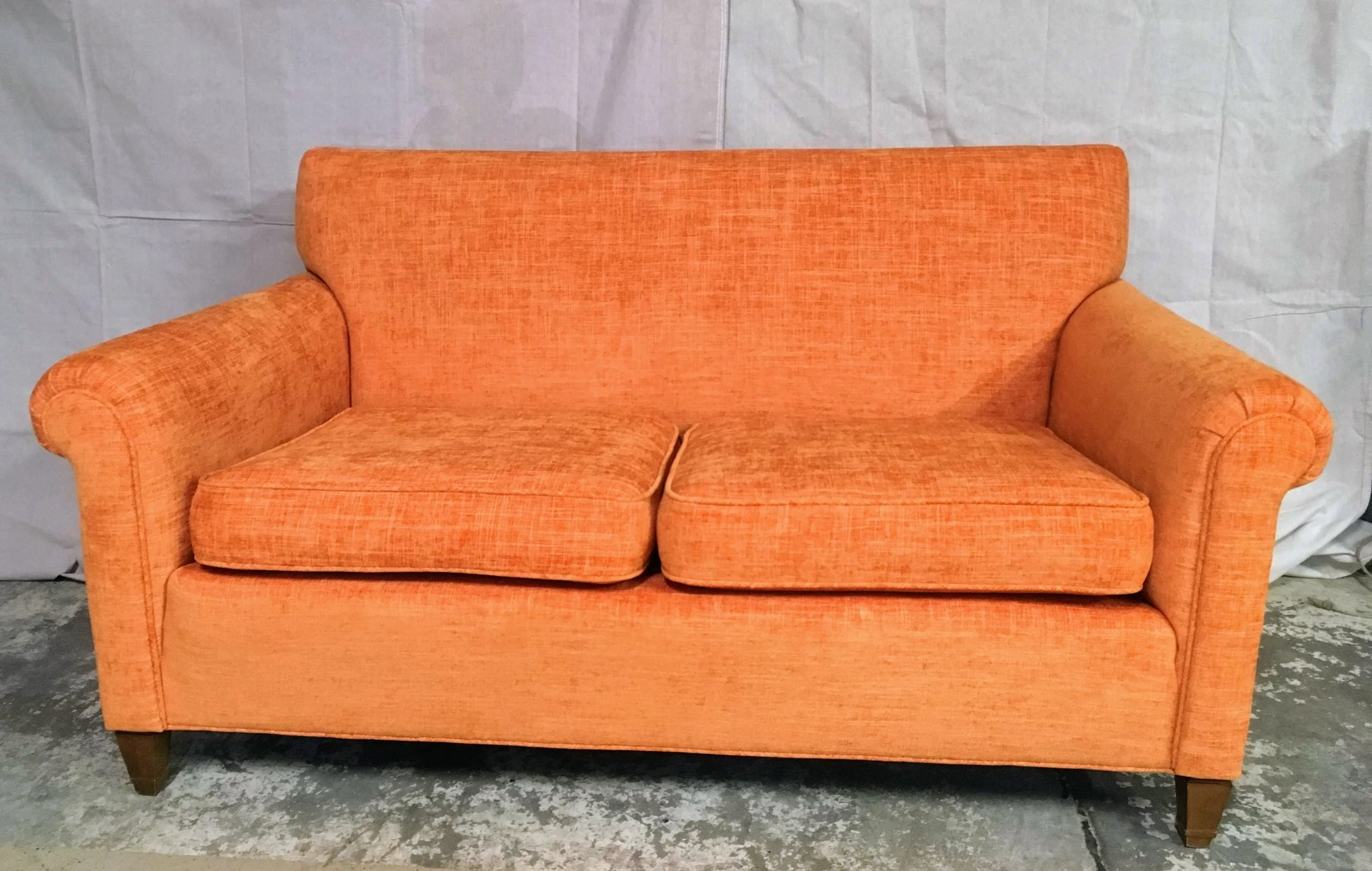 scrolled arm love seat