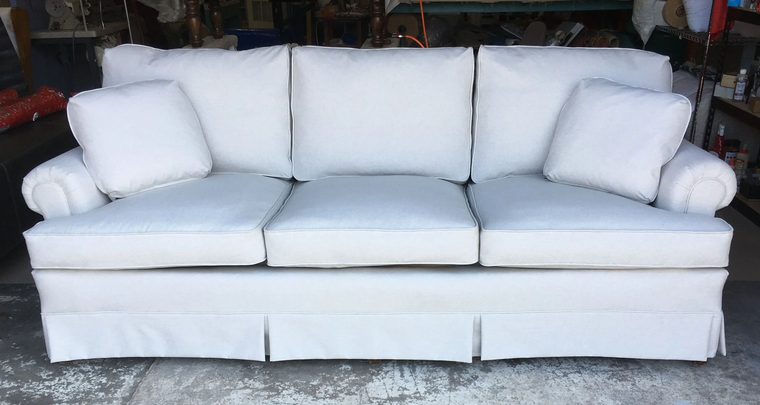 T-front scrolled arm sofa