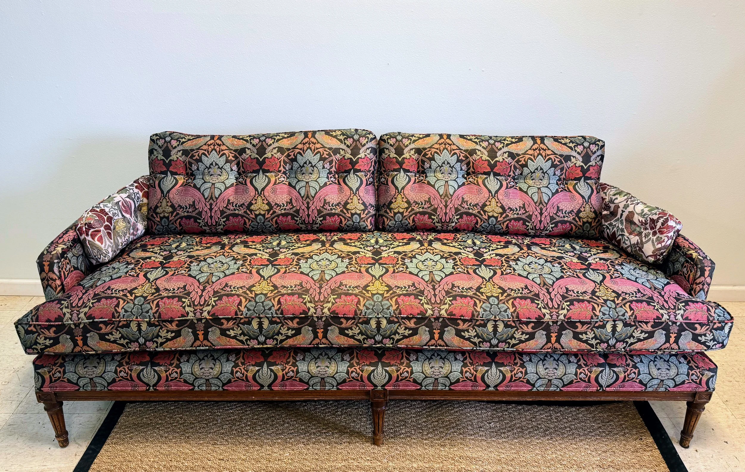 vintage straight-armed sofa