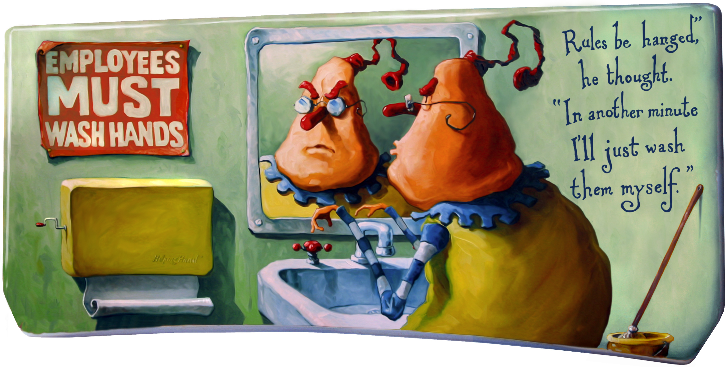 Painting on a toilet basin lid, 1998. 