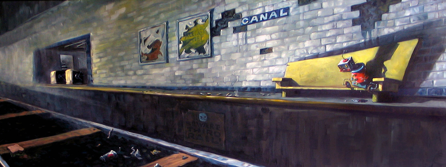  I was commissioned to paint Subway Blues for a client who loves robots.