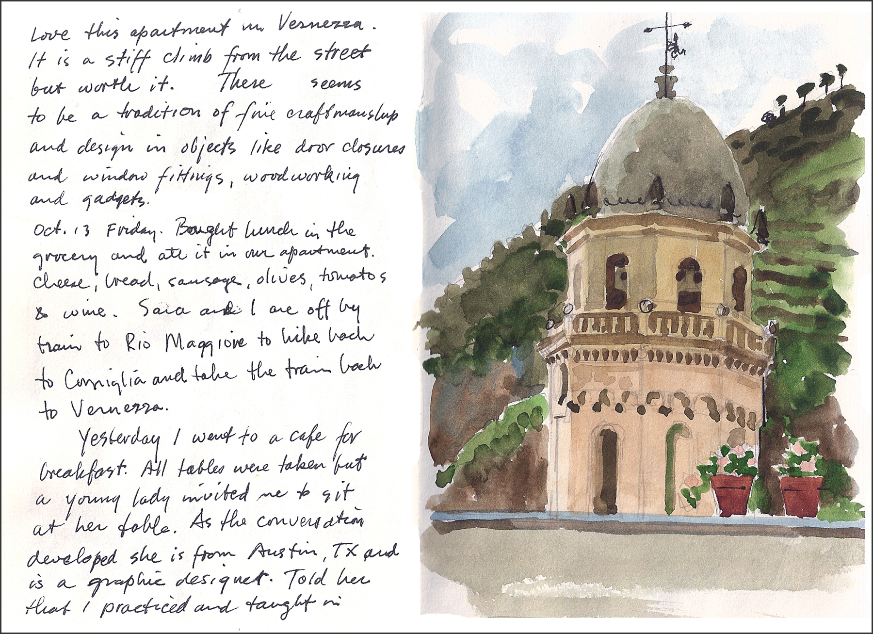 A page from my dad's sketchbook, same European trip.