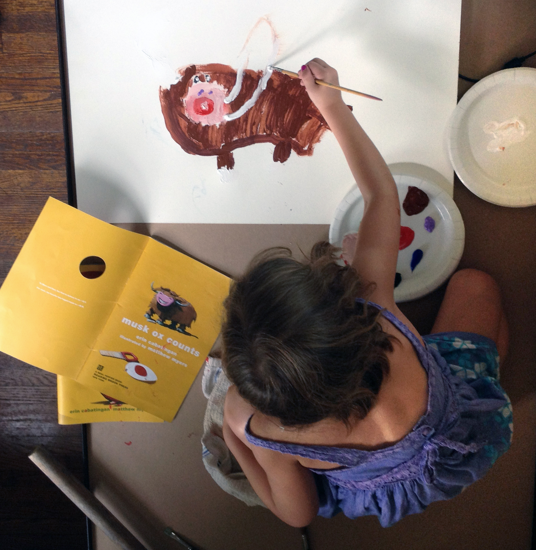 Caroline making a musk ox.
