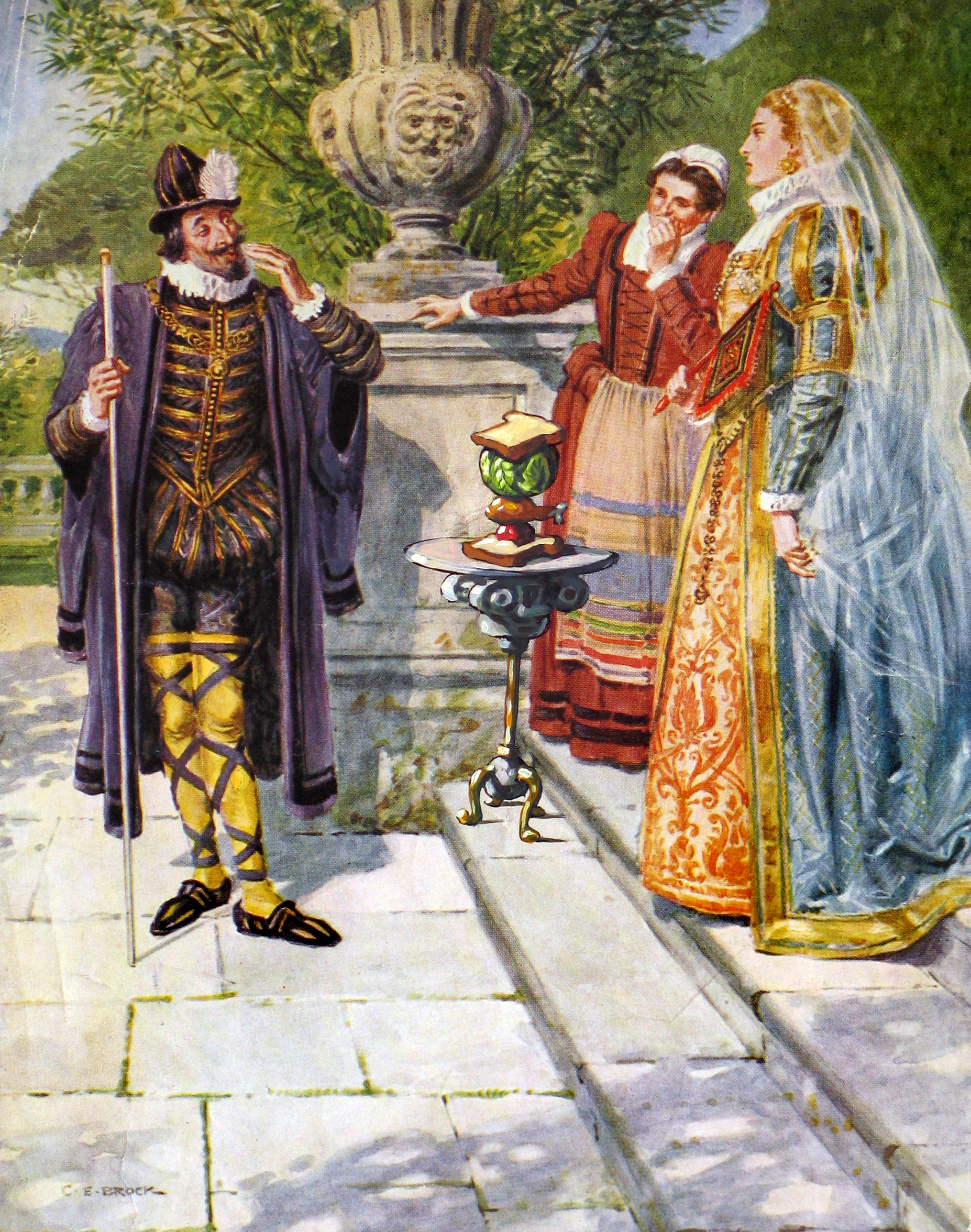 The Earl of Sandwich Presents his Prototype 6" wide. Includes 10"-wide frame. Oil on a paper art print, 2008. $200. Buy this painting.
