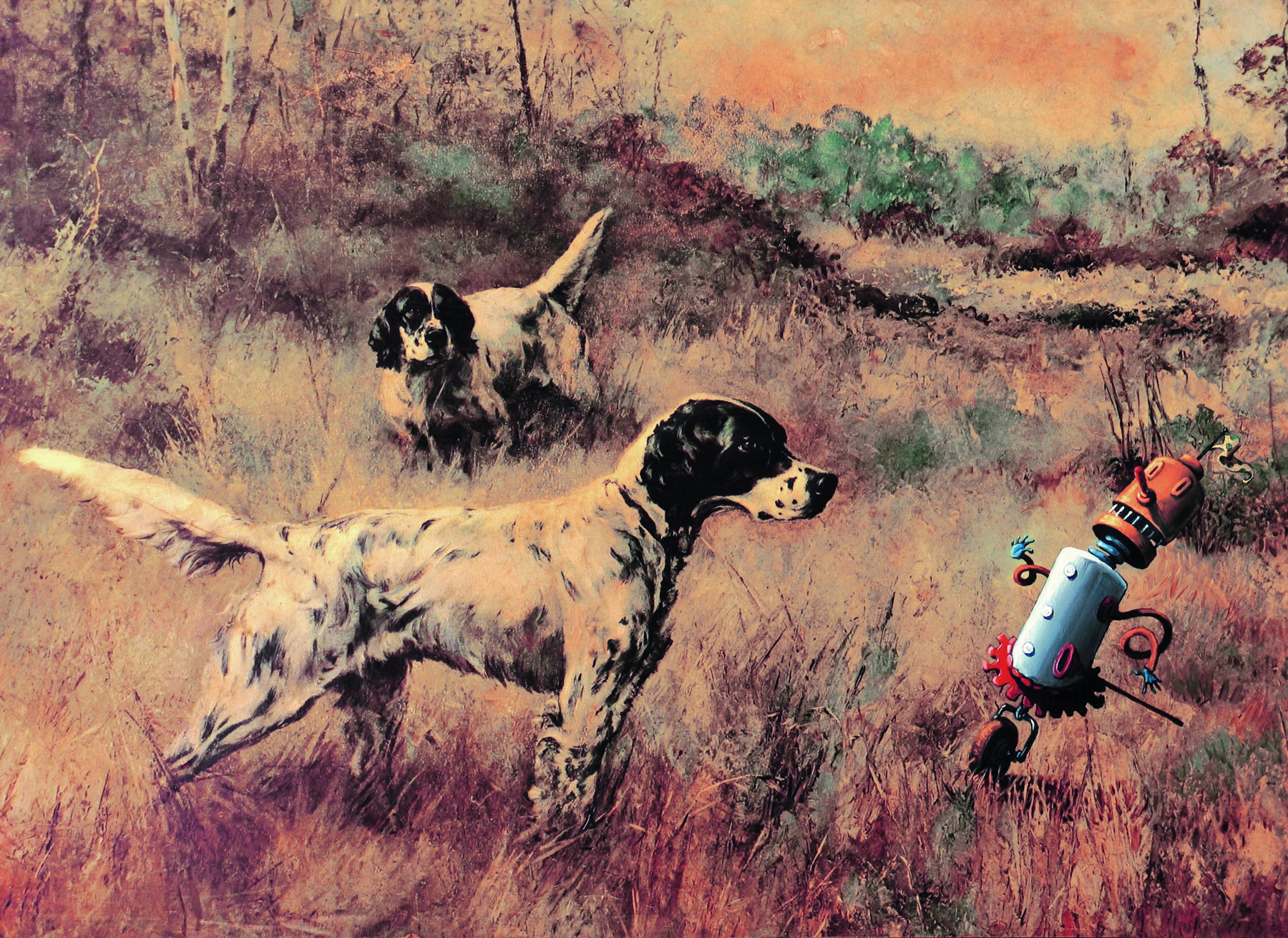 Mr. Kensington's First Contact 20" wide. Oil on wooden tray, 1998. $200. Buy this painting.