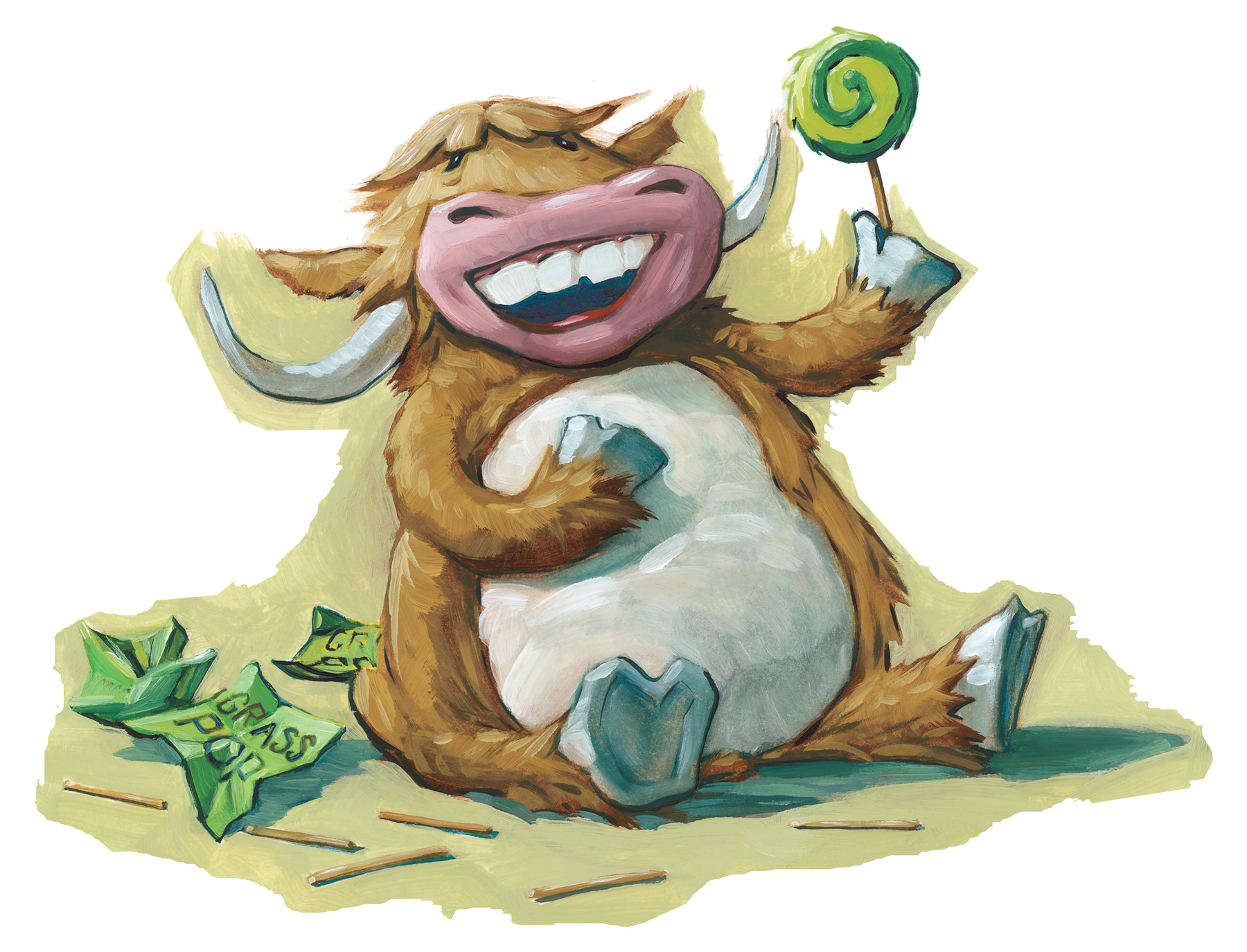 Musk Ox Alphabet Song 6" wide. Oil on illustration board, 2011. $75 . Buy this painting.