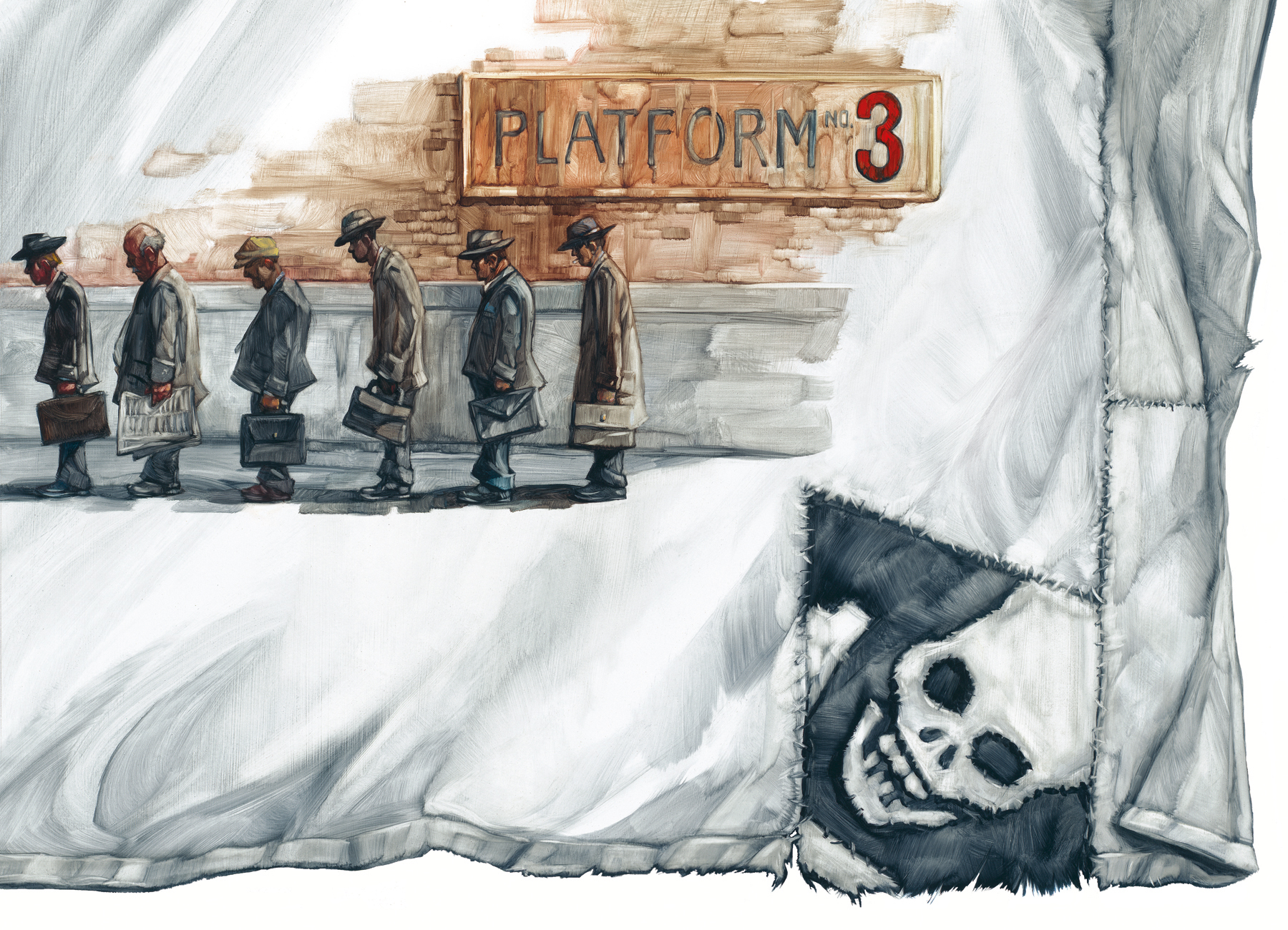 Platform 3 24" wide. Oil on illustration board, 2011. $500 . Buy this painting.