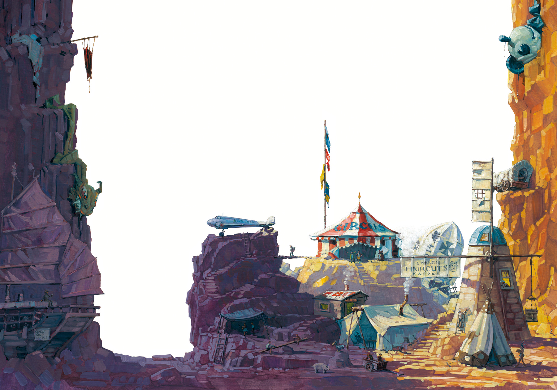 The Camp 24" wide. Oil on illustration board, 2011. $800 . Buy this painting.