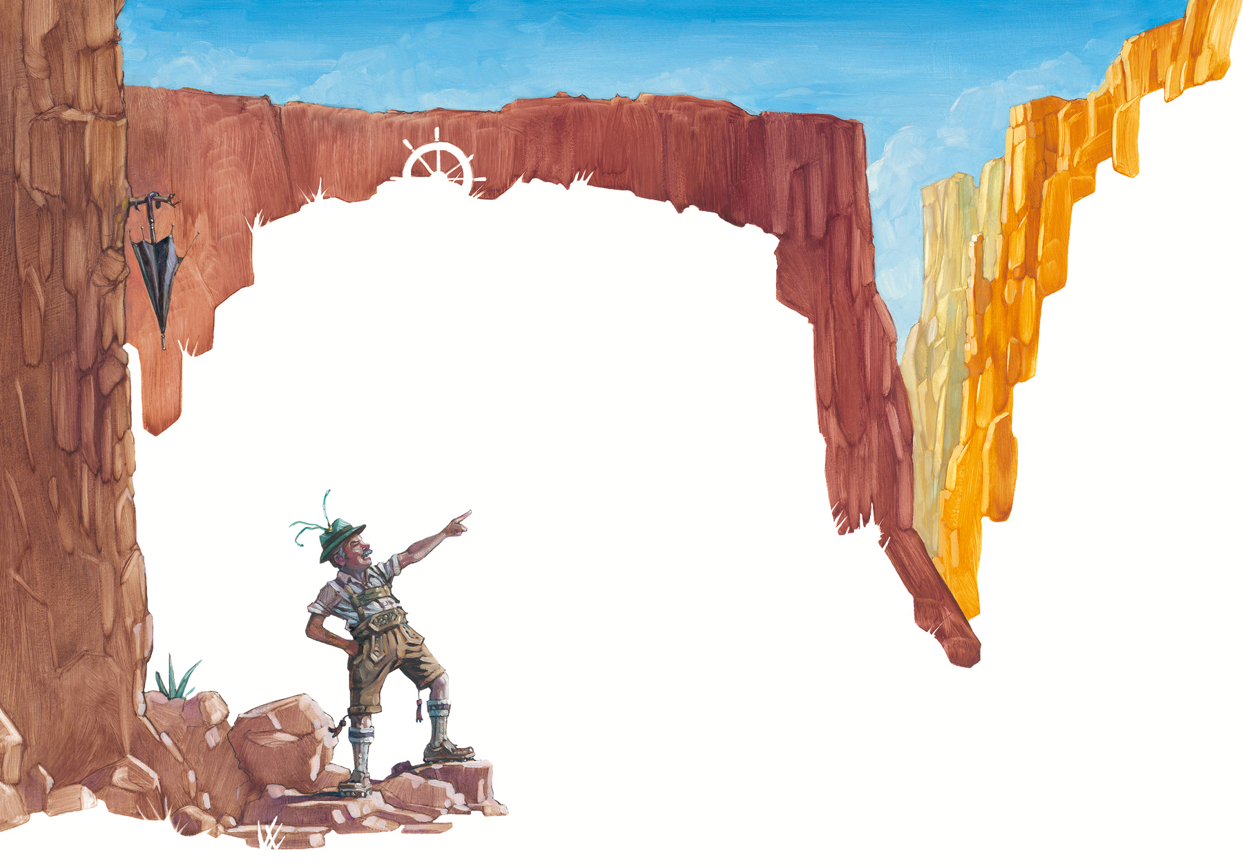 Swiss Mountaineer 24" wide. Oil on illustration board, 2011. $400 . Buy this painting.