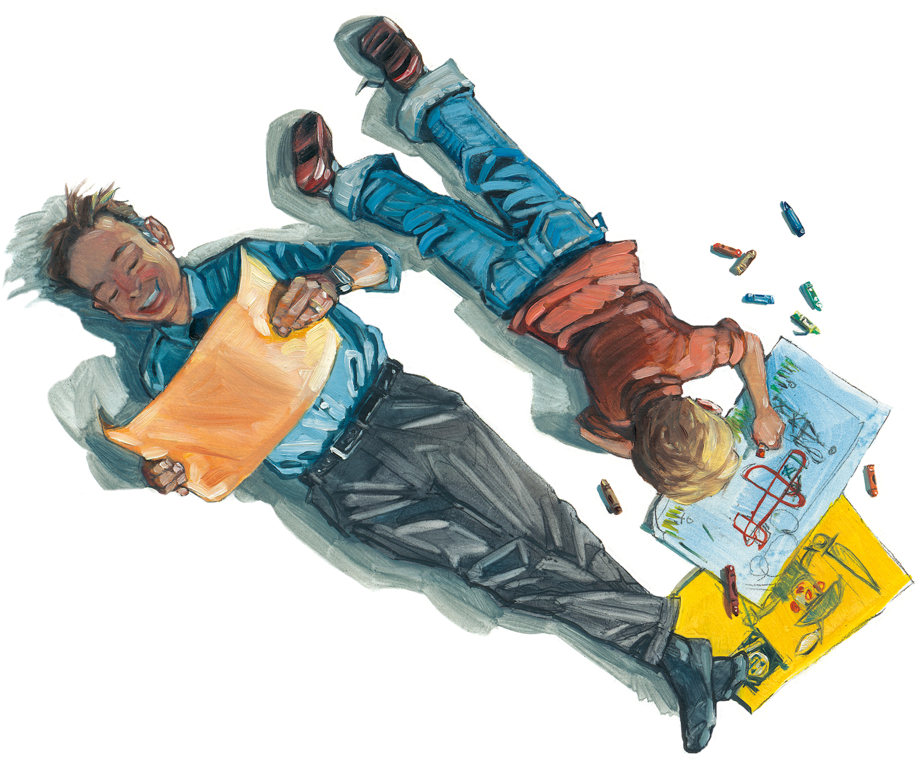 Dad and Son 12" wide. Oil on illustration board, 2011. $300 . Buy this painting.