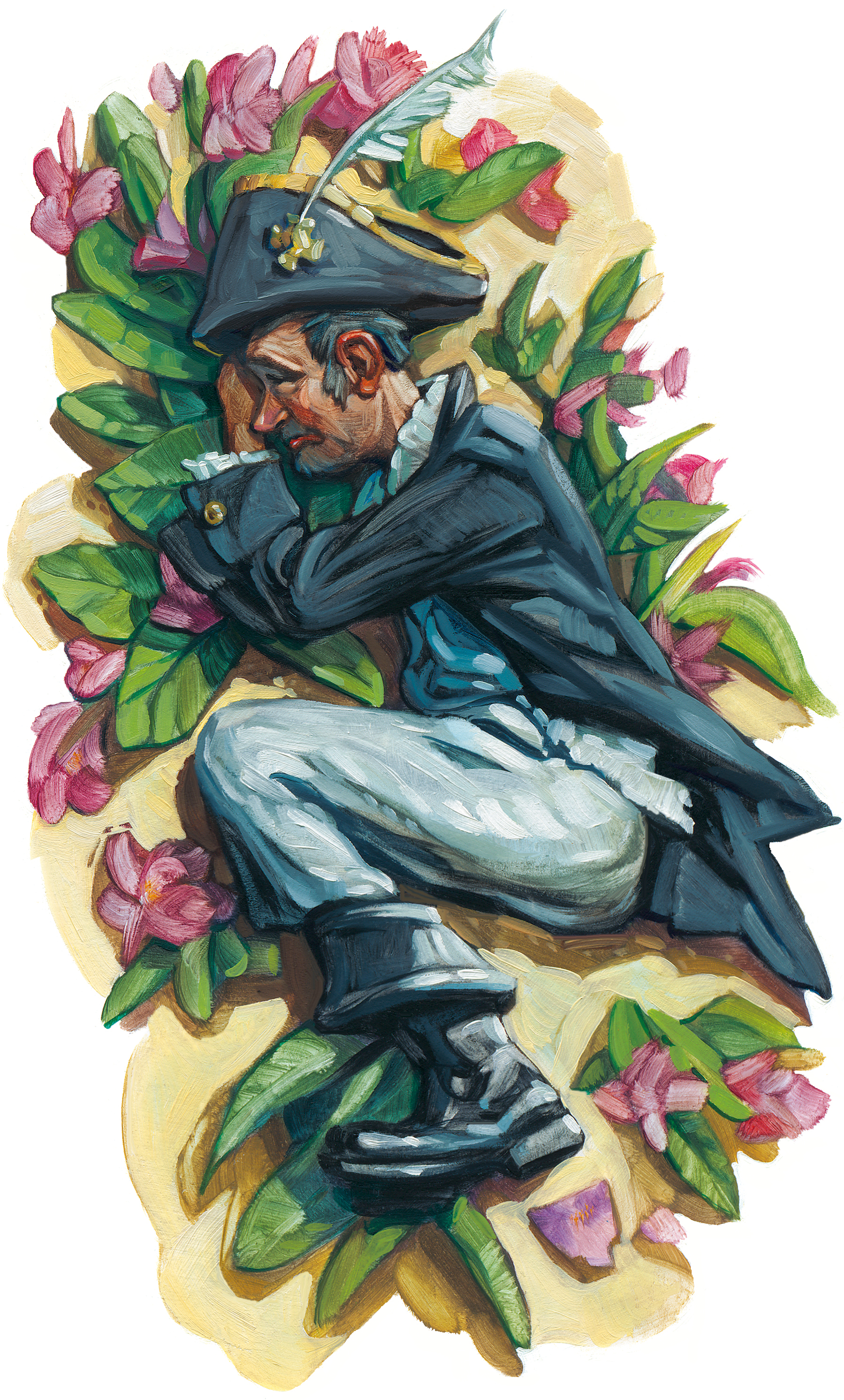The Sad Captain 8" wide. Oil on illustration board, 2011. $150 . Buy this painting.