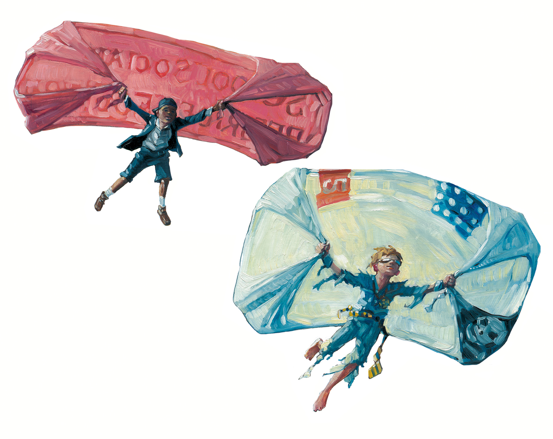 The Boys Overhead 12" wide. Oil on illustration board, 2011. $200 . Buy this painting.