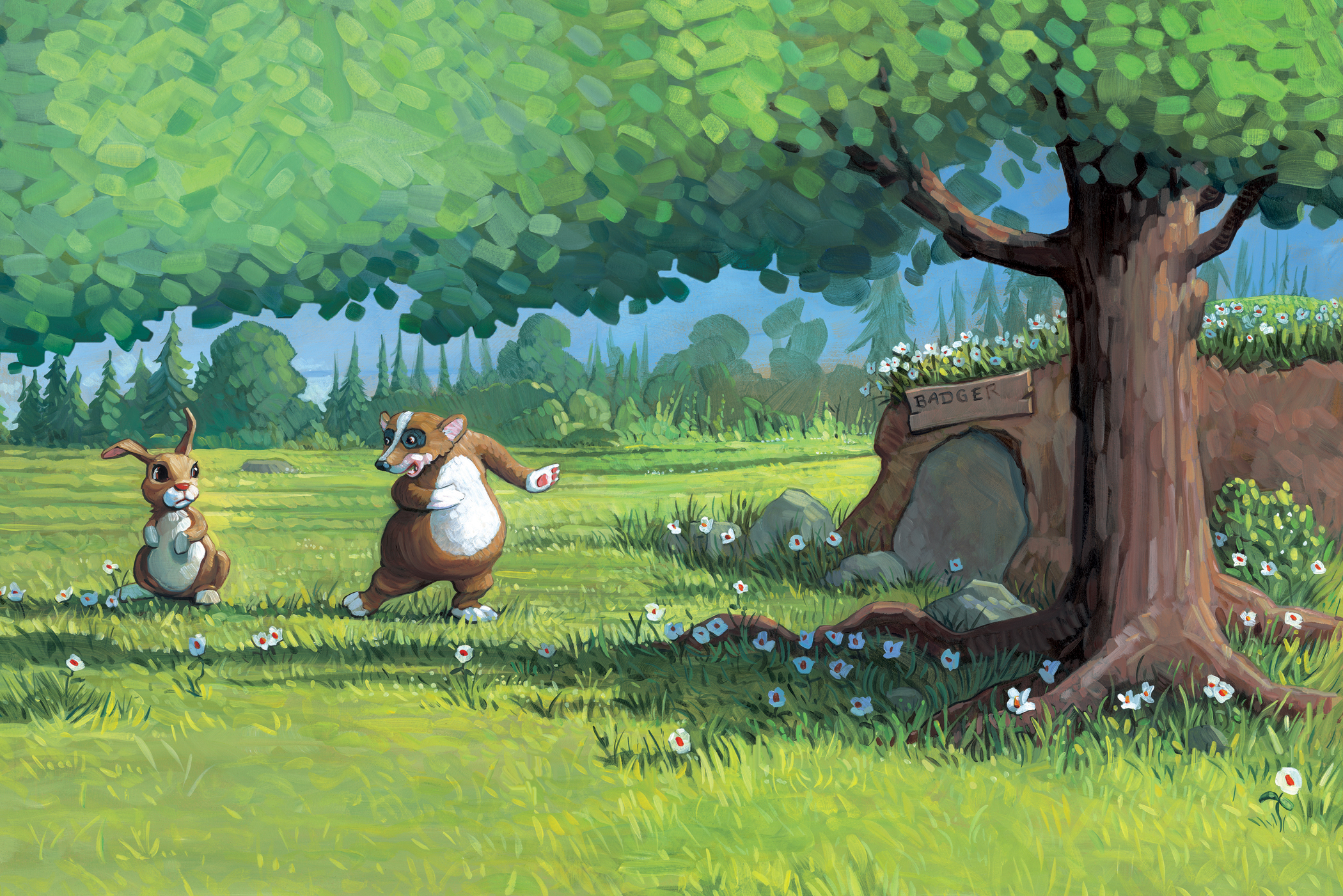 Badger's Lair 24" wide. Oil on illustration board, 2012. $600. Buy this painting.