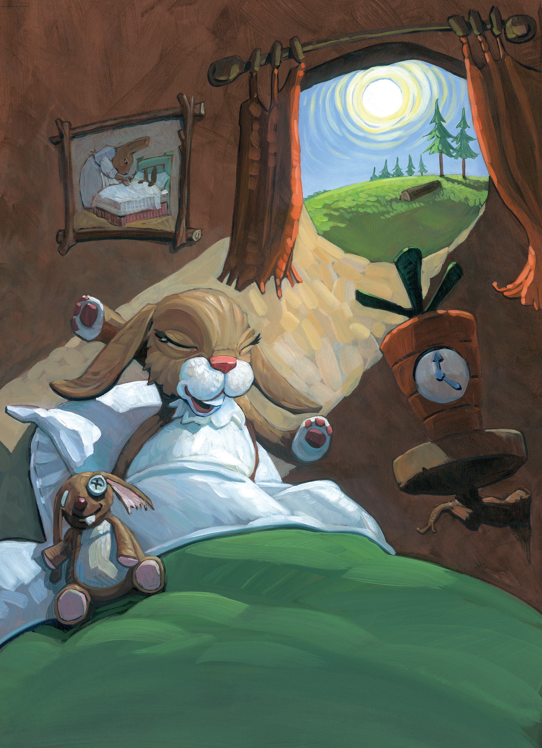 Morning Stretch 12" wide. Oil on illustration board, 2012. $500. Buy this painting.
