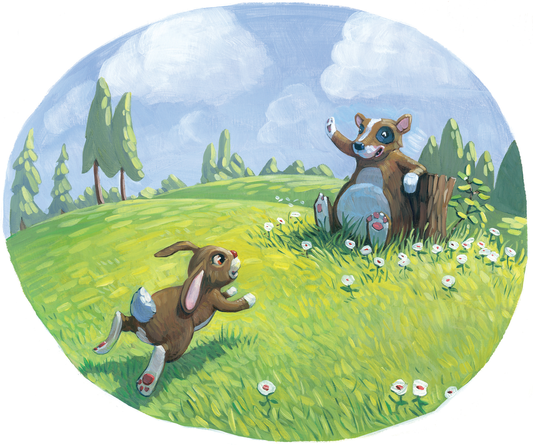 Hello Badger 11" wide. Oil on illustration board, 2012. $200. Buy this painting.