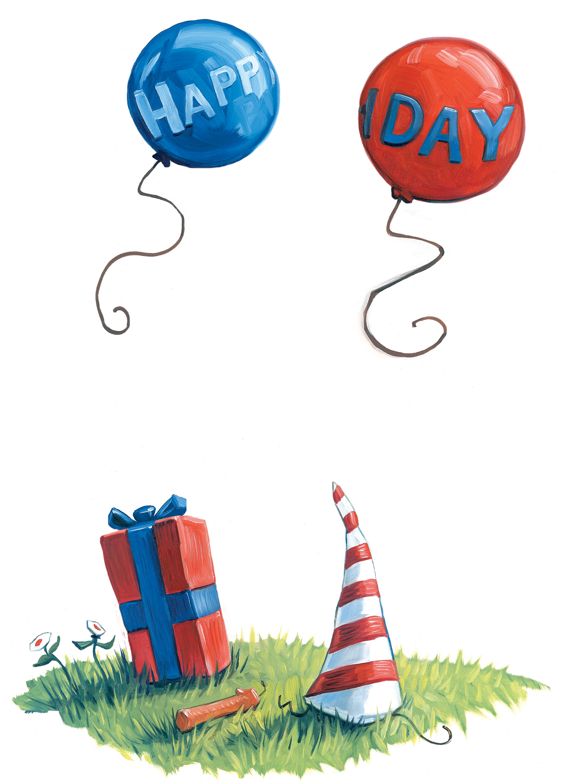 Balloons 12" wide. Oil on illustration board, 2012. $75. Buy this painting.