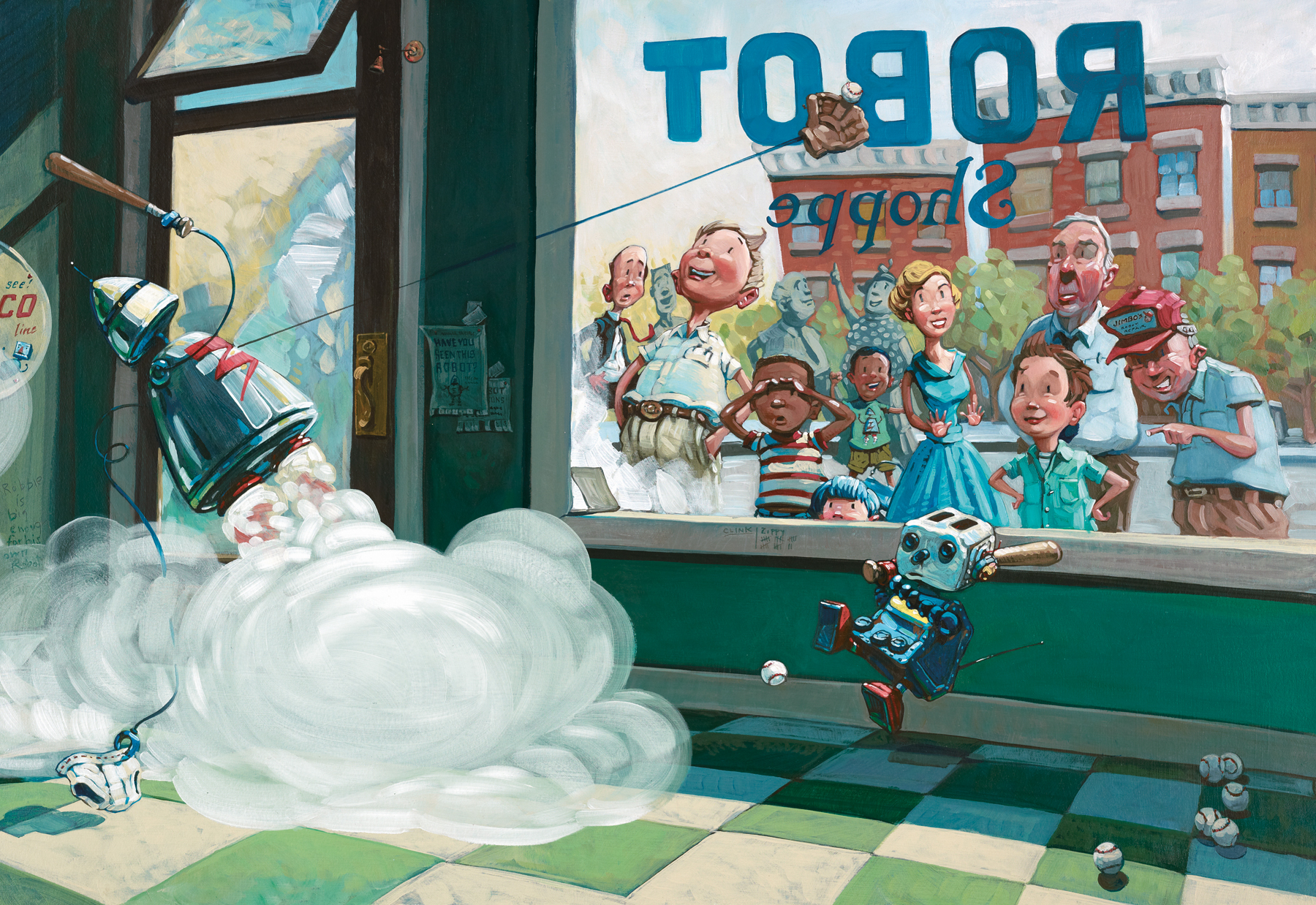 Home Run 30" wide. Oil on illustration board, 2010. $700. Buy this painting.