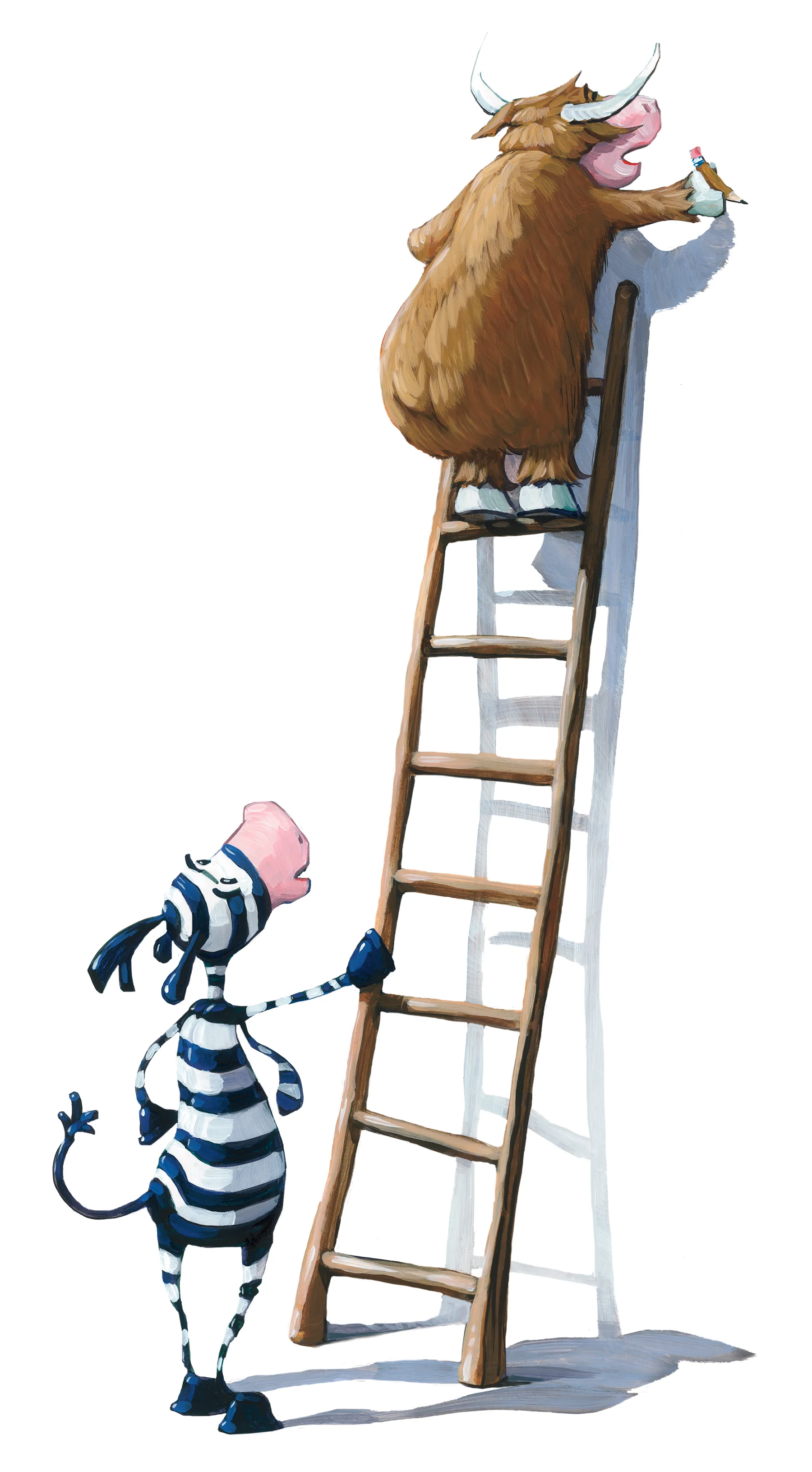 On the Ladder 10" wide. Oil on illustration board, 2012. $200 . Buy this painting.
