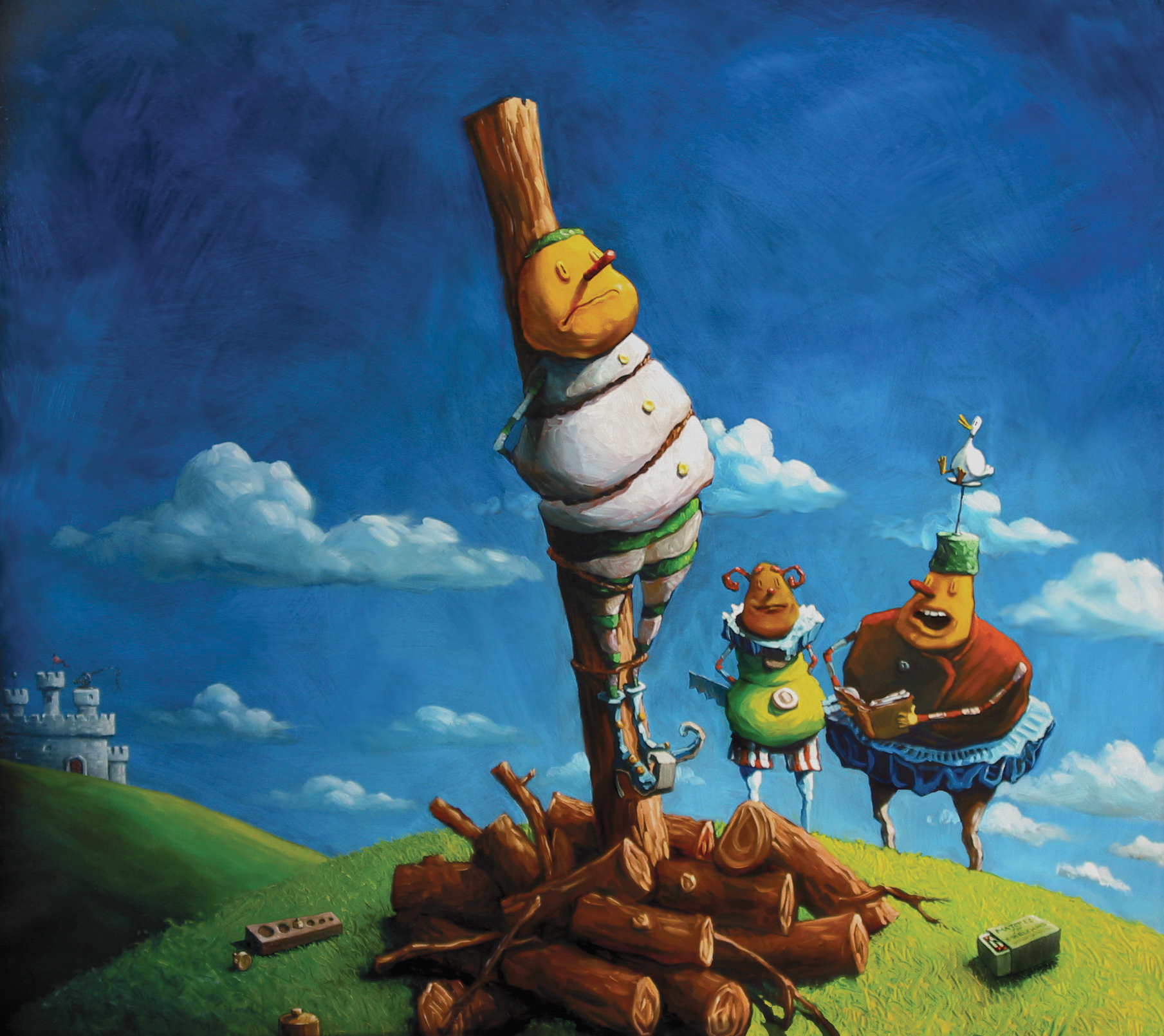 The Unrepentant Ponderator 28" wide, with a 33" frame. Oil on wood, 1999. $700. Buy this painting.