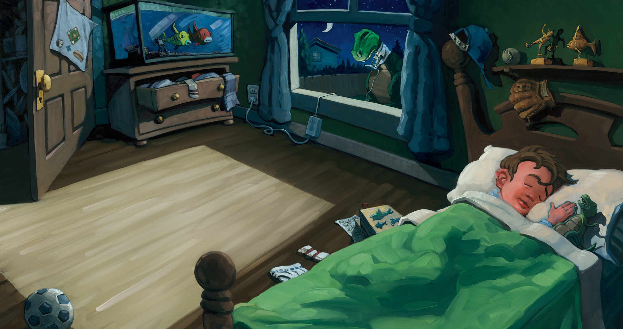 Asleep 25" wide. Oil on illustration board, 2010. $400 . Buy this painting.