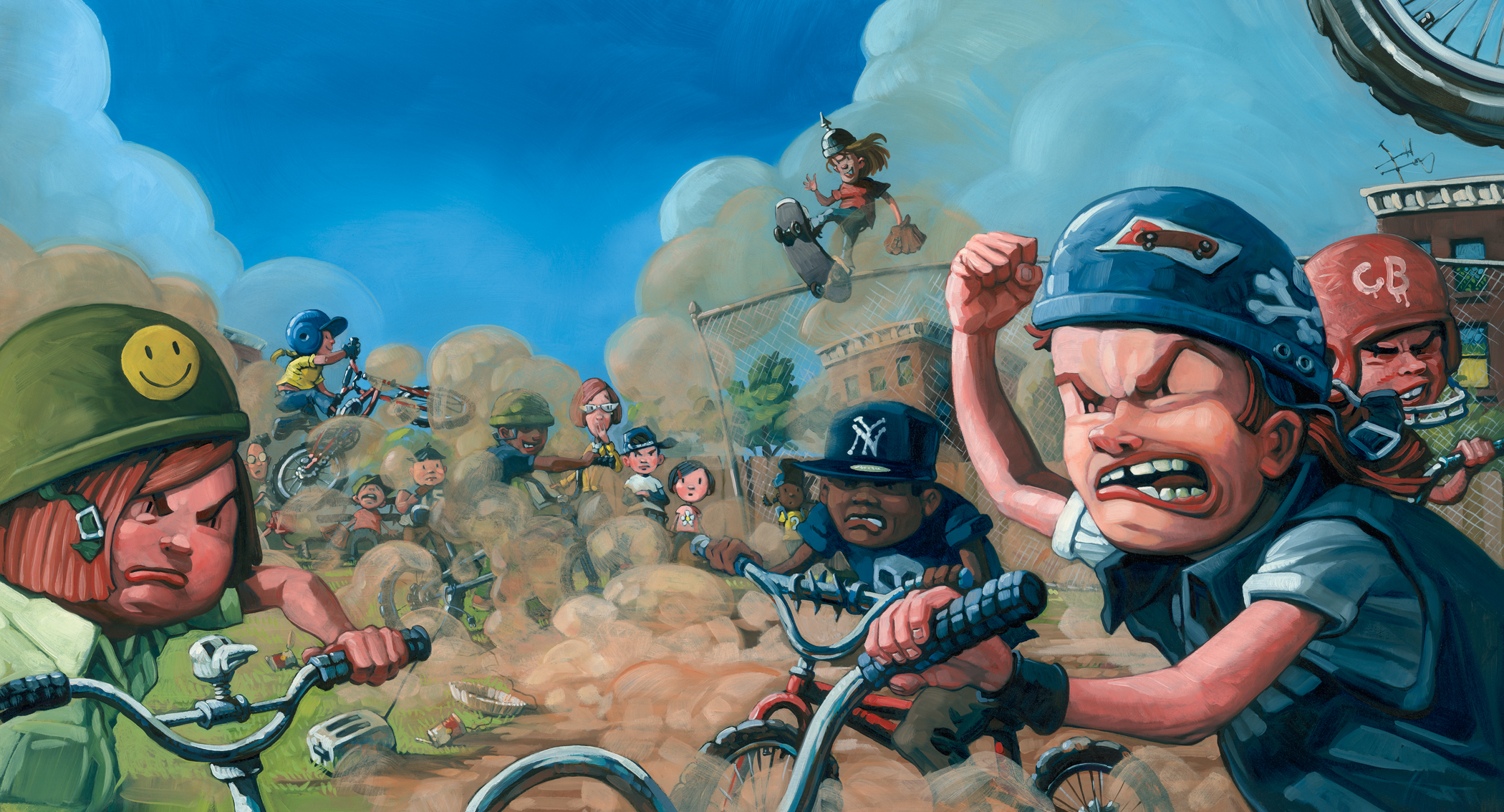 The Chickenbone Gang 25" wide. Oil on illustration board, 2010. $400 . Buy this painting.