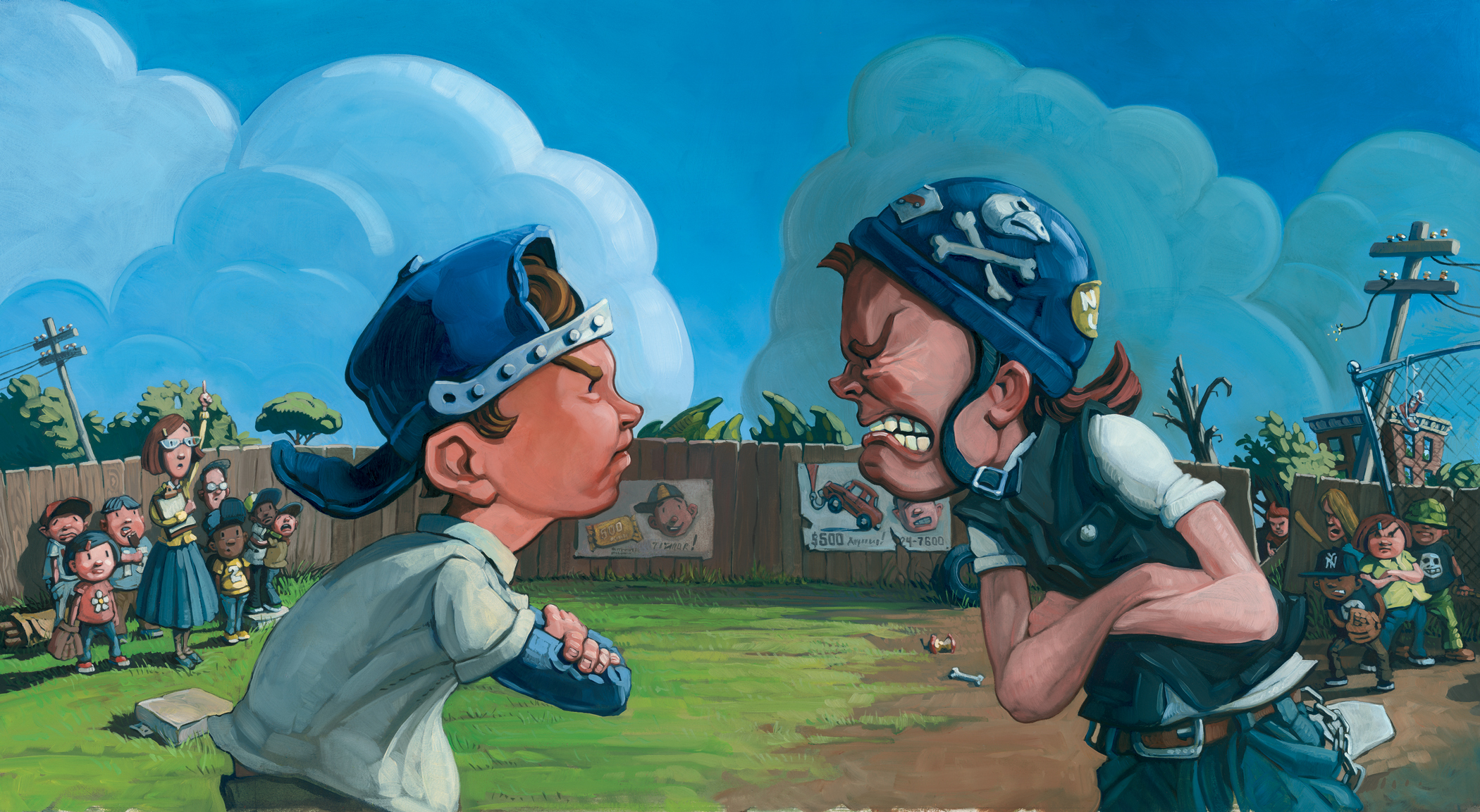 Facing Off 25" wide. Oil on illustration board, 2010. $300 . Buy this painting.