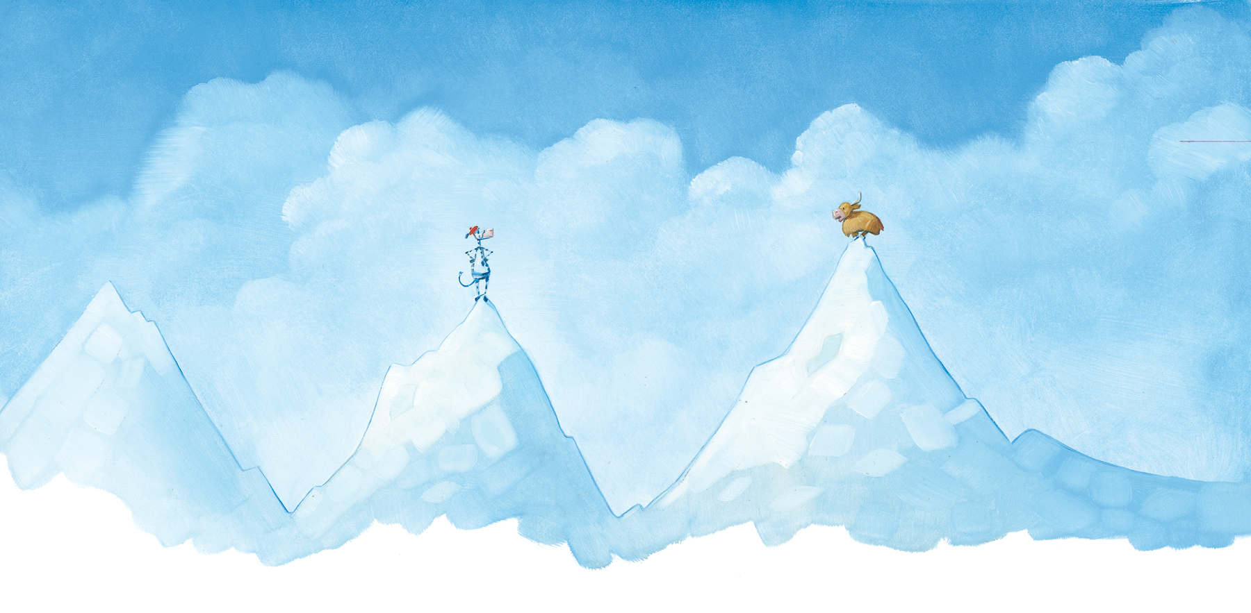 Mountain Peaks (unpublished) 15" wide. Oil on illustration board, 2013. $200 . Buy this painting.