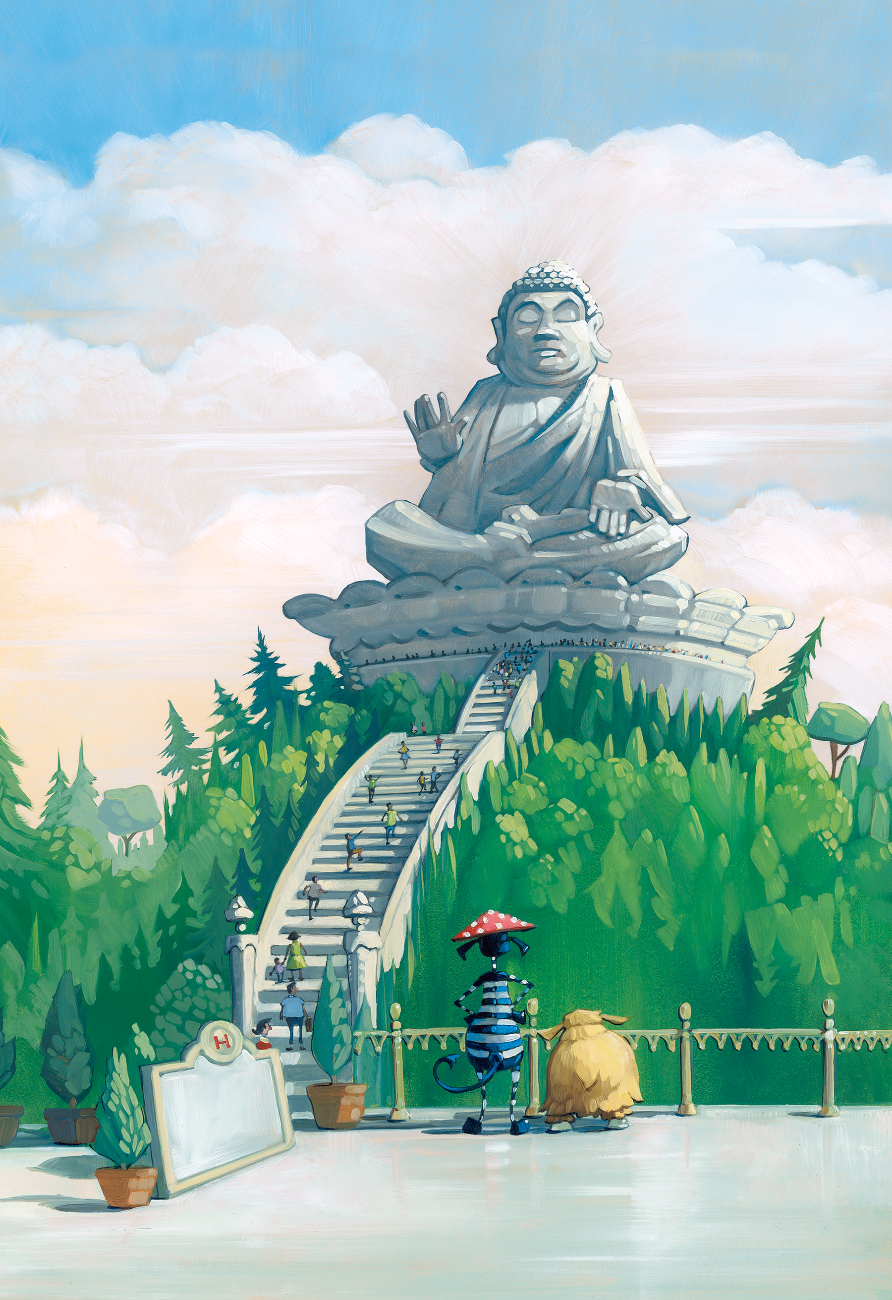 Buddha 11" wide. Acrylic and oil on illustration board, 2013. $150 . Buy this painting.