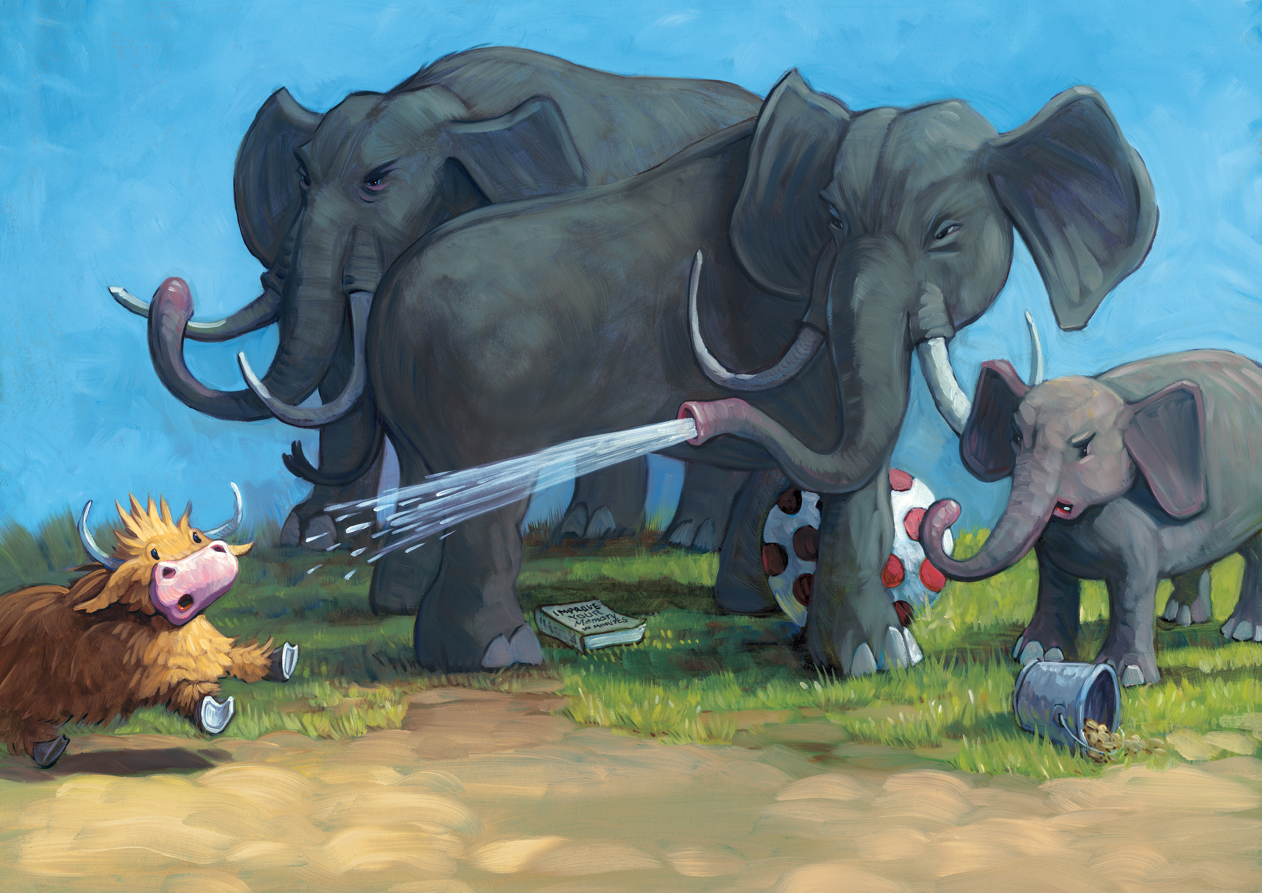 3 Elephants • Oil on illustration board
