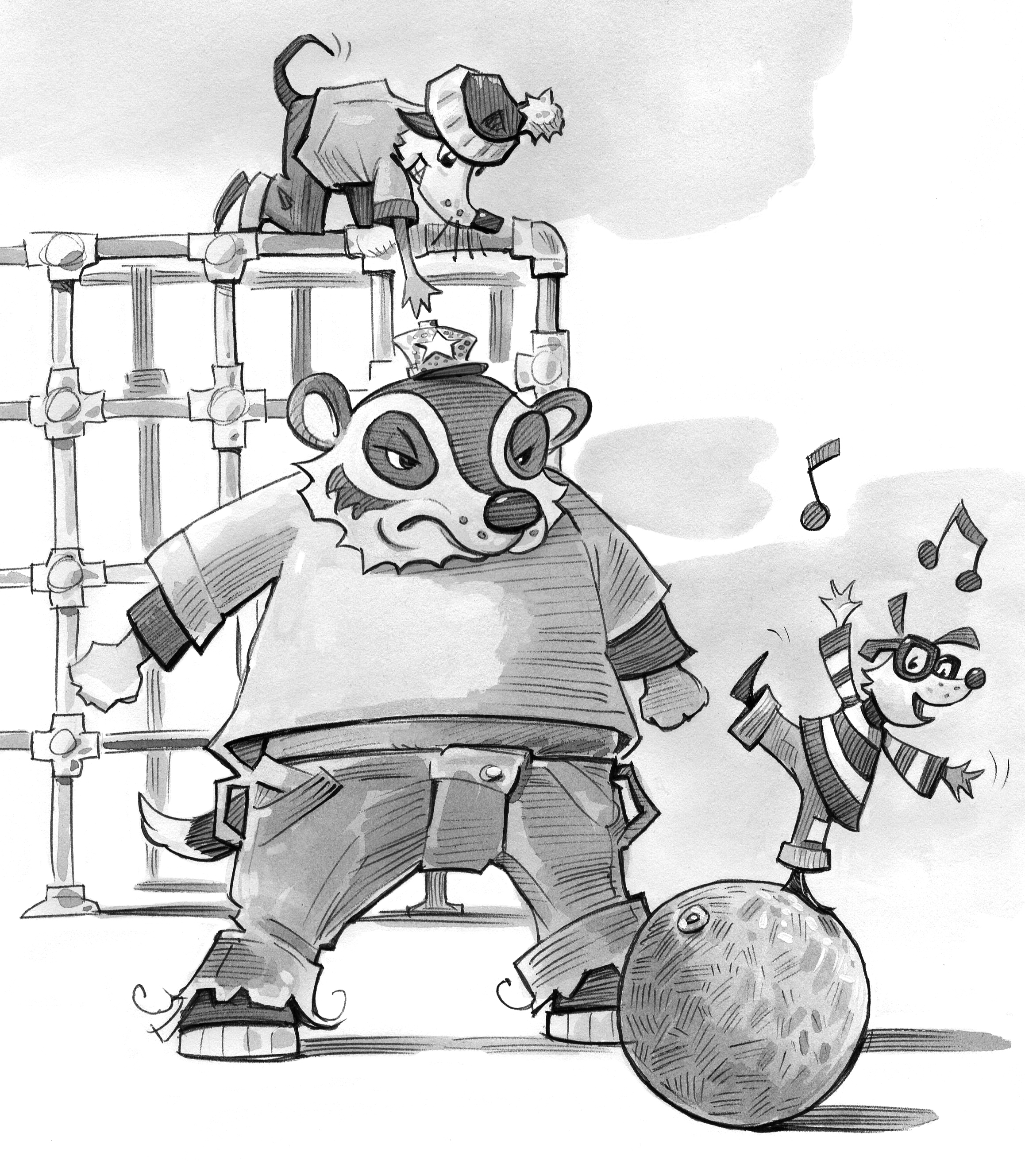 Playground Prank • Ink and watercolor on paper