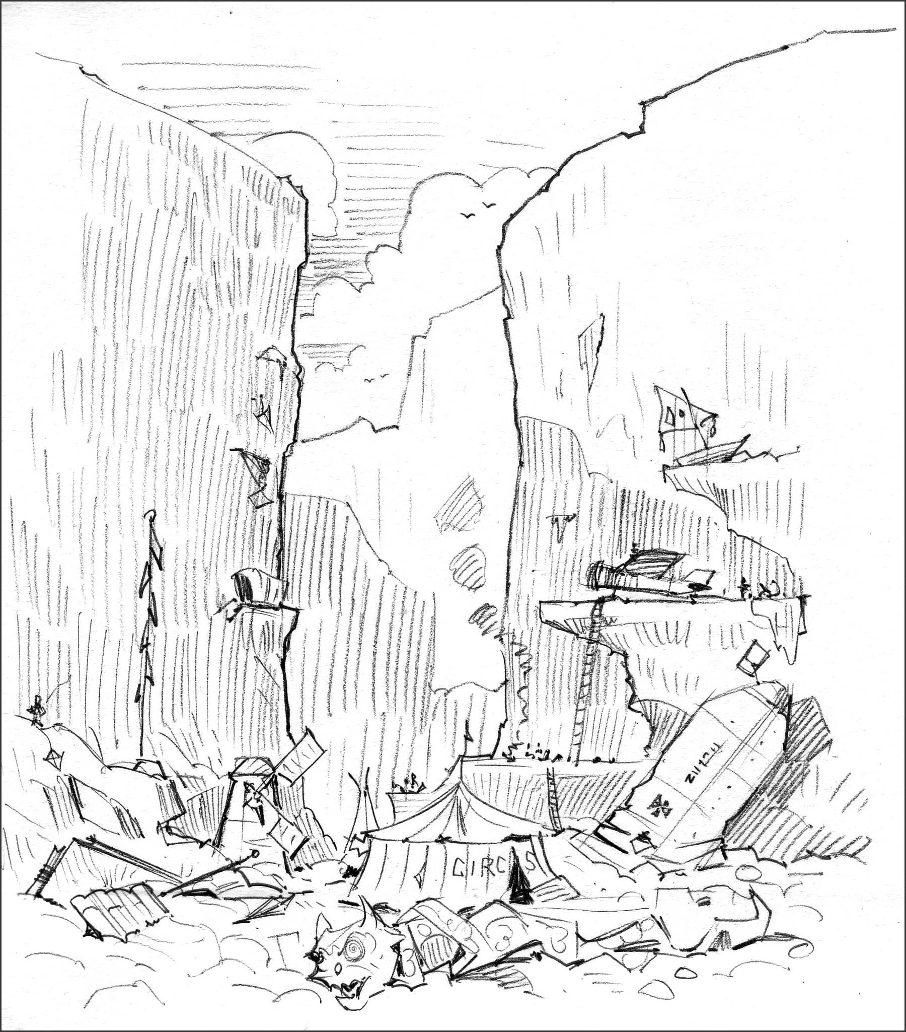Early sketch for The Aviator's Camp .