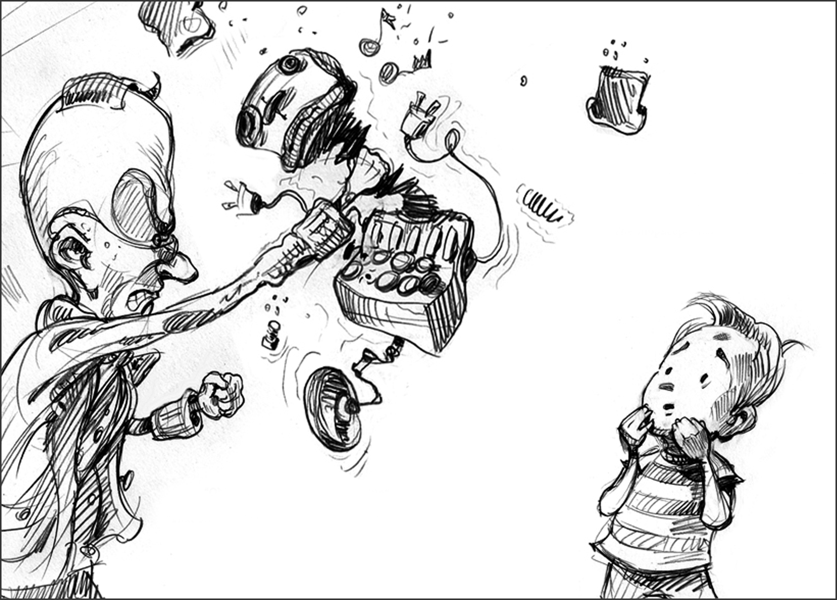 First sketch for Trash . What do you think? A bit too violent perhaps?