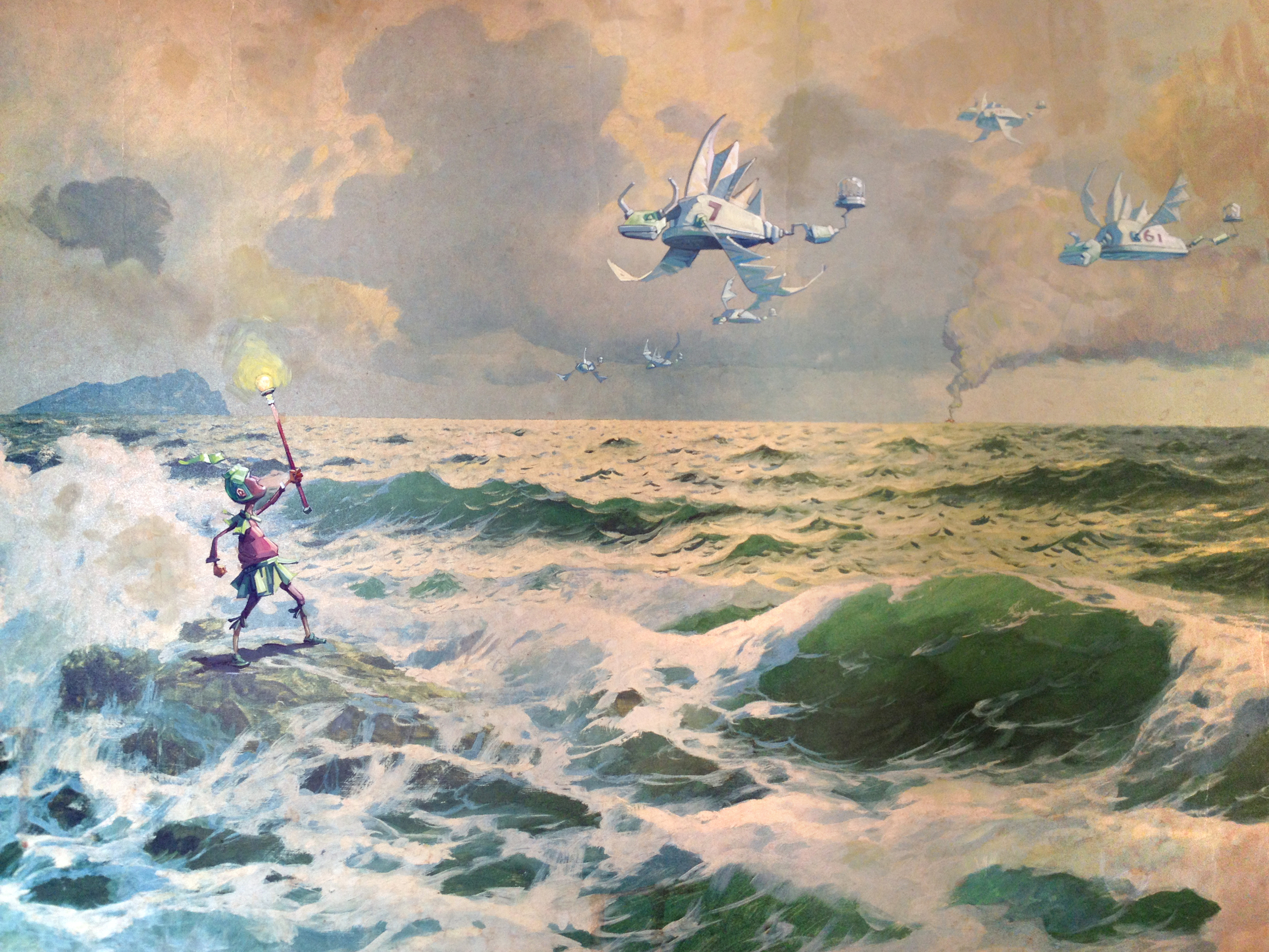 Signaling the Squadron • Oil on an existing print