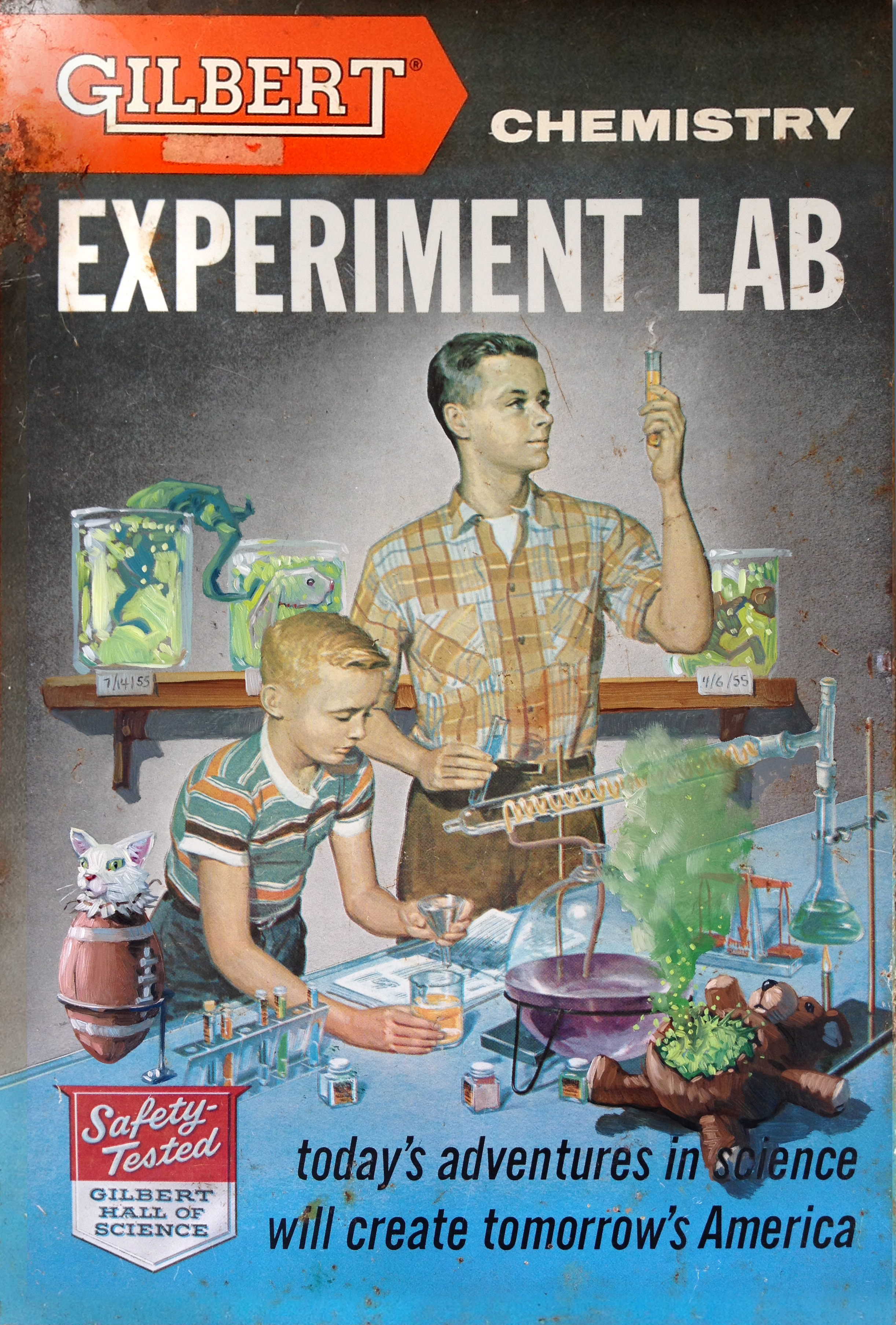 Fun with Chemistry • Oil on the lid of a chemistry set