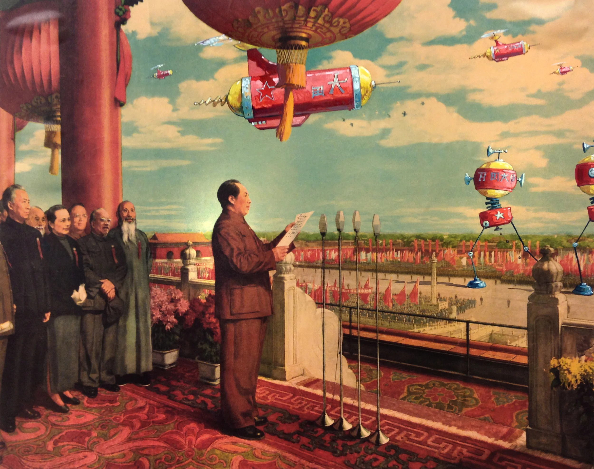 Mao's Vision • Oil on an existing print