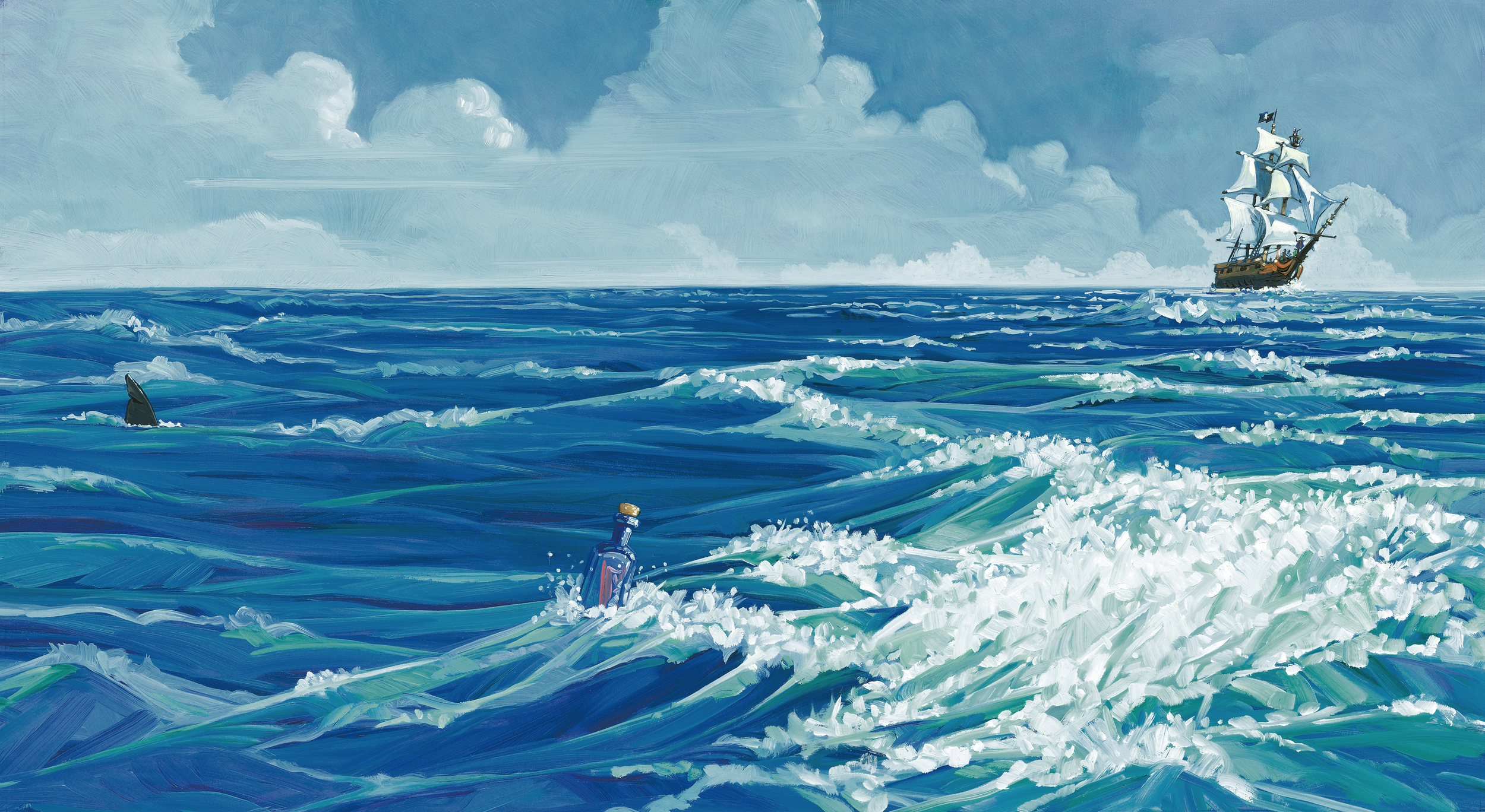 Message in a Bottle • Oil on illustration board