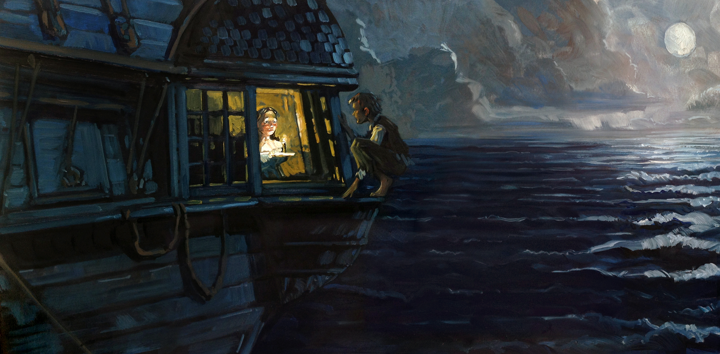 The Visitor • Peter Pan visits a girl in her cabin.