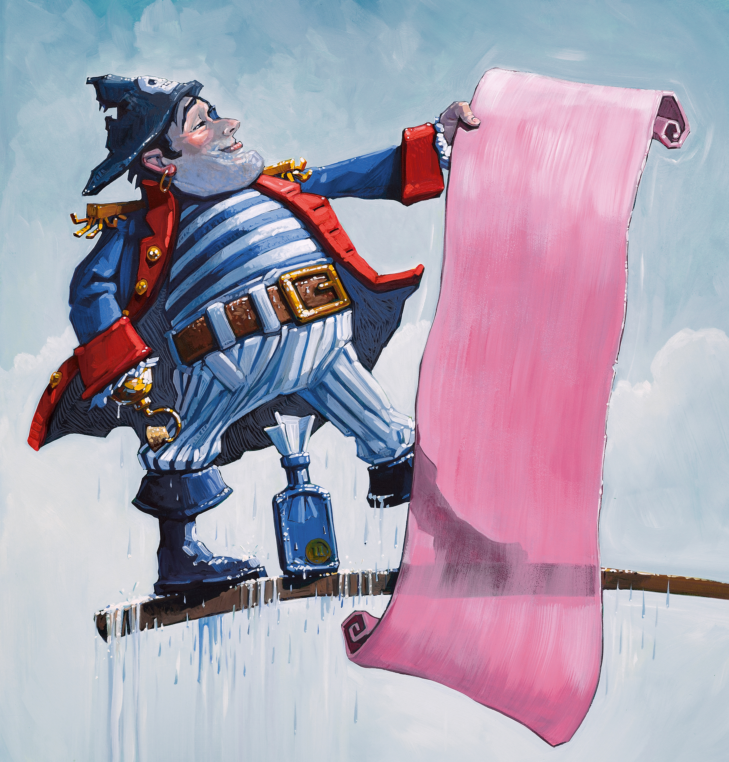 The Pink Scroll • 14" wide. Oil on illustration board, 2015. $500. Buy this painting.