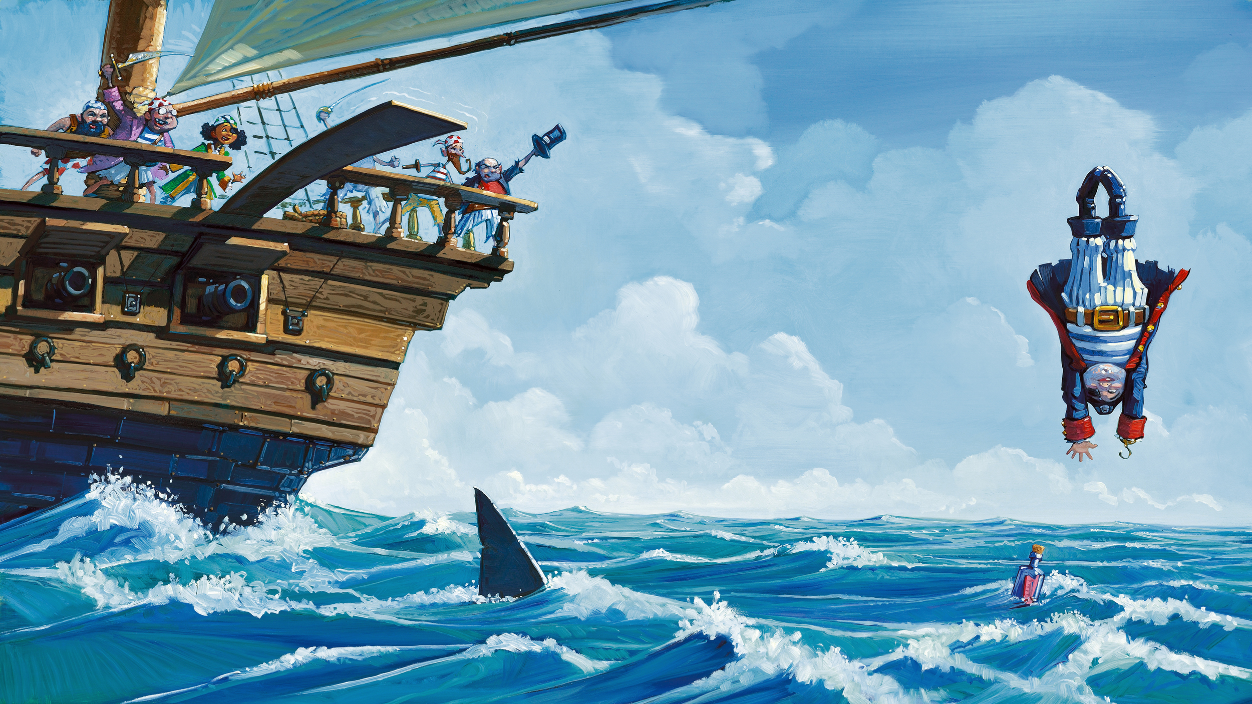 Swan Dive • 25" wide. Oil on illustration board, 2015. $700. Buy this painting.