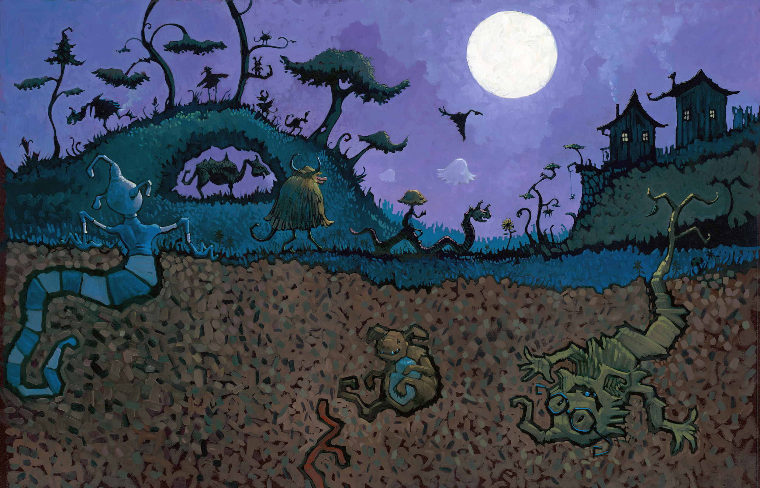 Coming Out • 25" wide. Oil on illustration board, 2014. $600. Buy this painting.