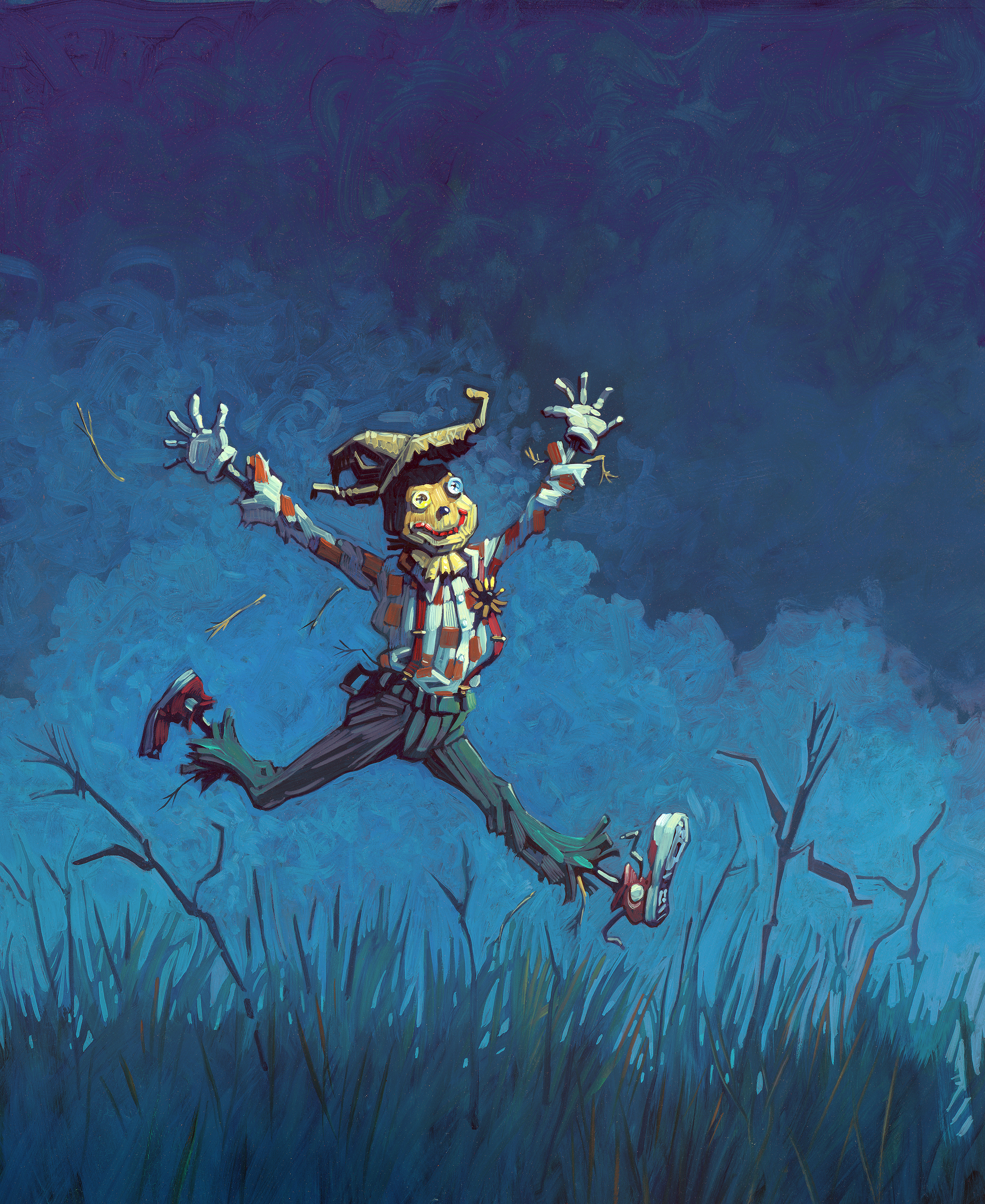 Running Free • 13" wide. Oil on illustration board, 2014. $450. Buy this painting.