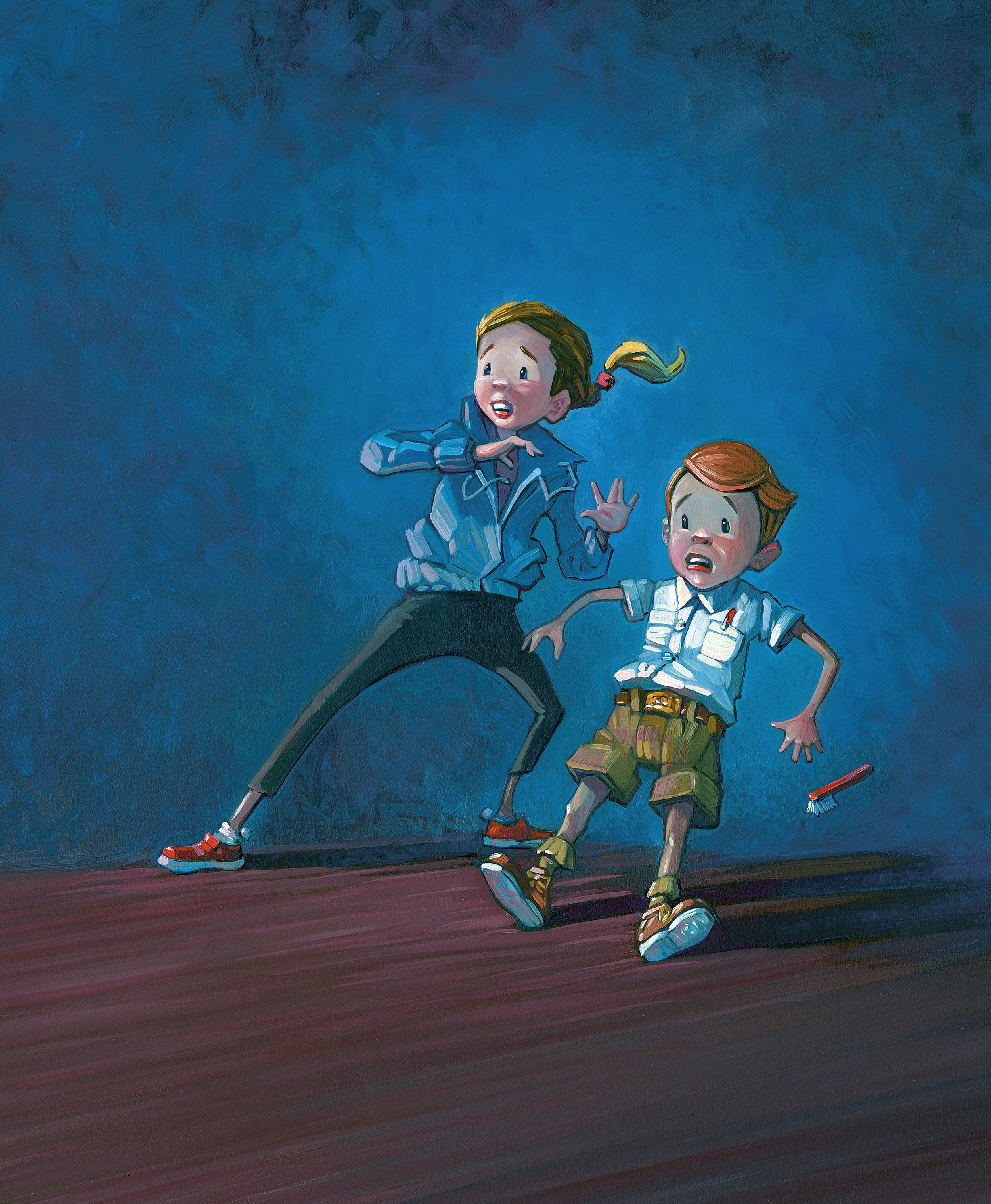 Yikes! • 13" wide. Oil on illustration board, 2015. $500. Buy this painting.
