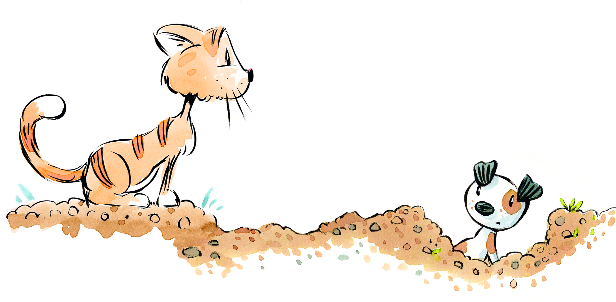 Tiny and the cat, simplified.