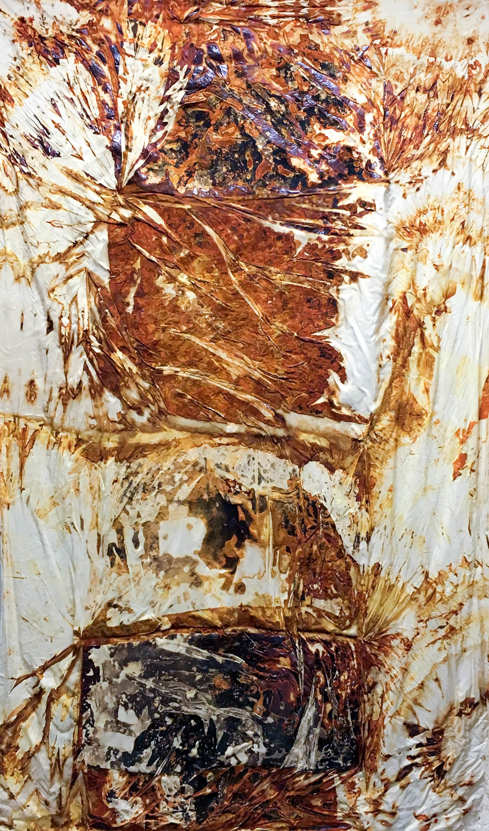   This No Longer Exists II,  2015  Rust on silk 