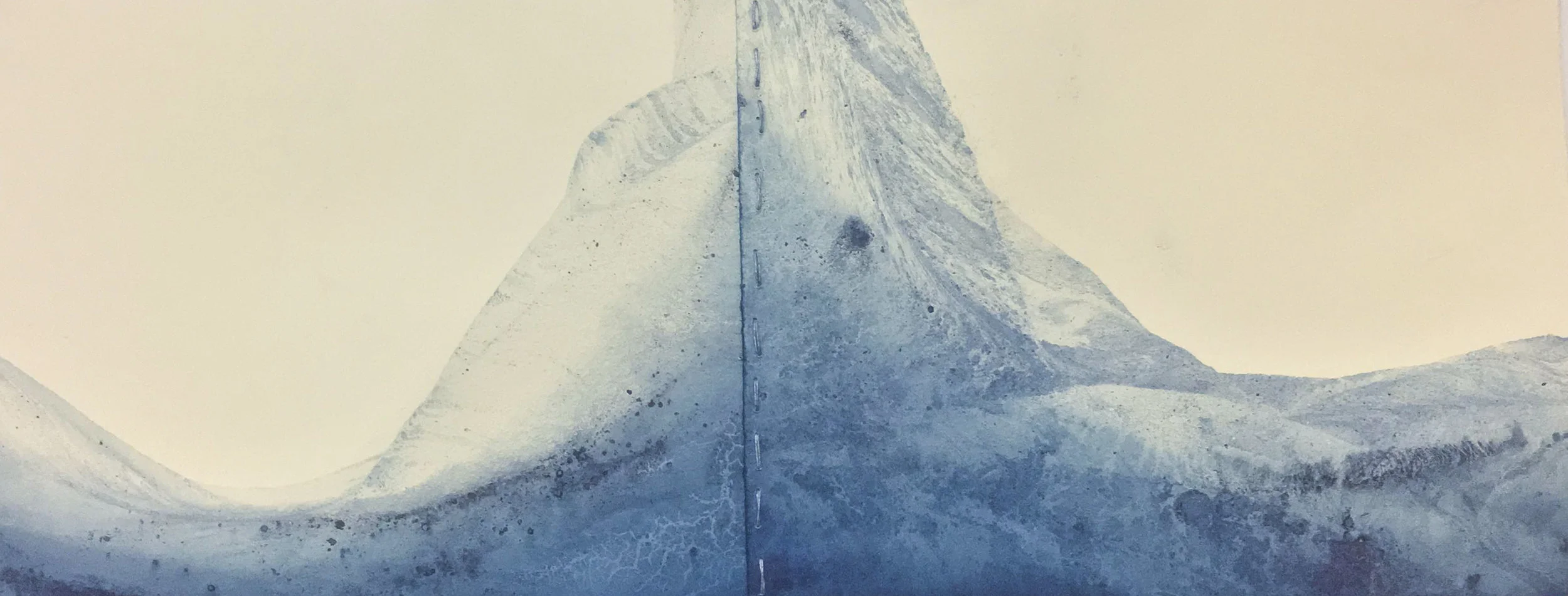 Fera Scape VIII, 2017 12” x 18” | Indigo on paper with bookbinding thread