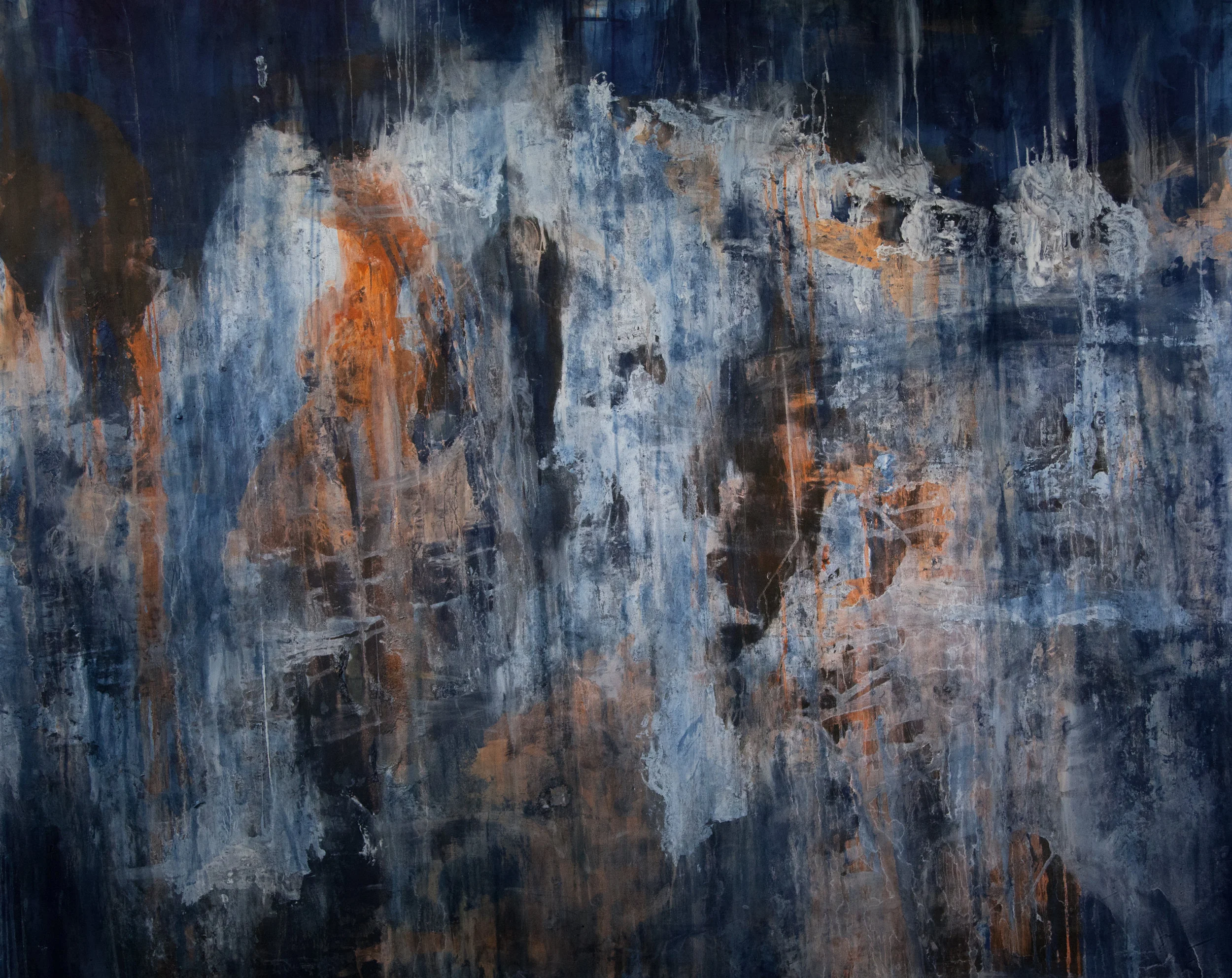 I Tried to Do Handstands , 2017 72” x 84” | Indigo dye, plaster and natural pigments