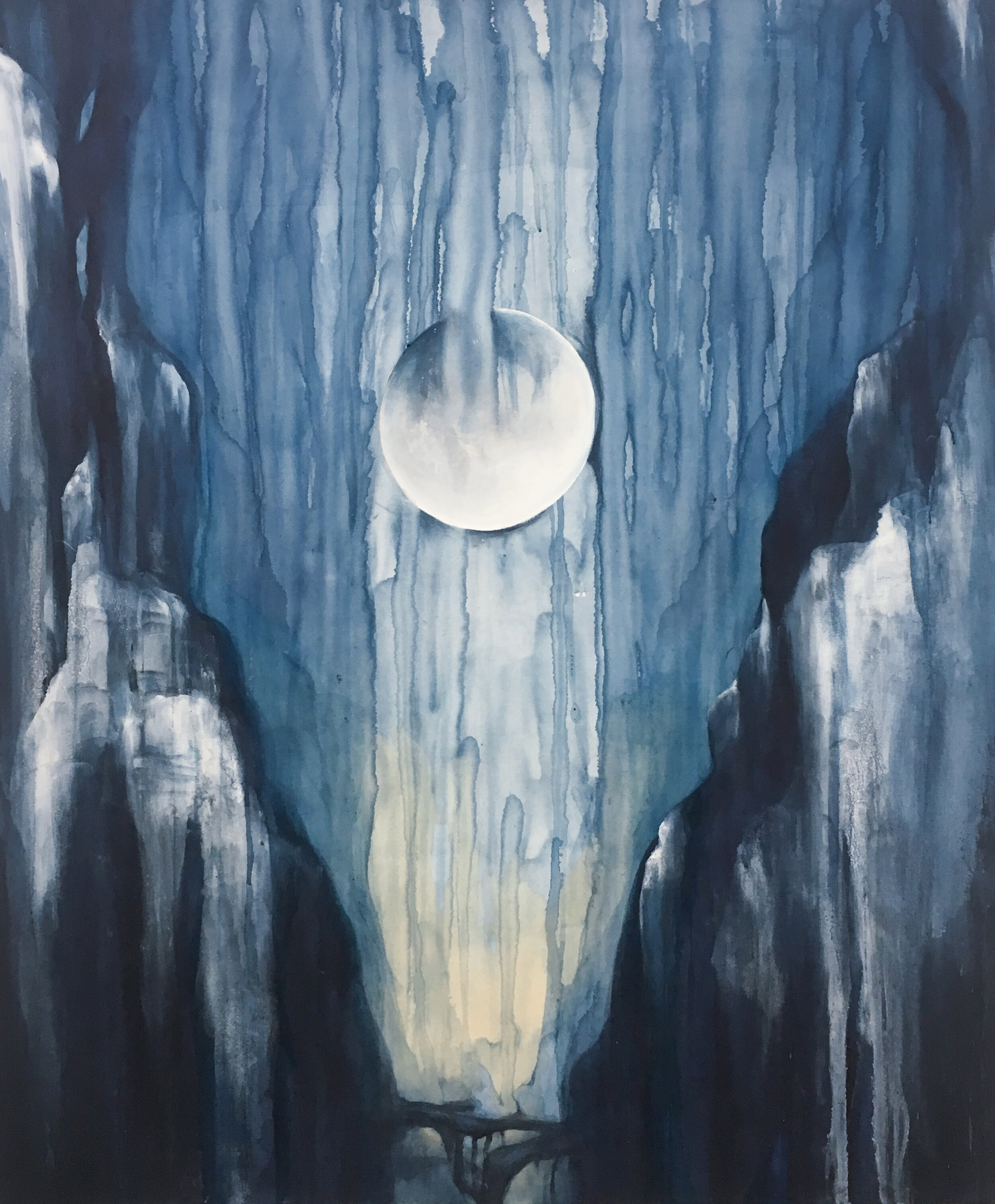   New Moon , 2019  55” x 46” | Indigo, azurite, black tourmaline and oil paint on canvas 