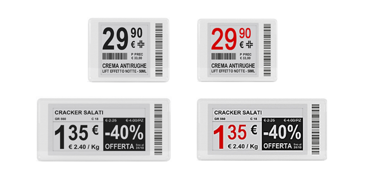 e-paper electronic shelf labels - black/white & red