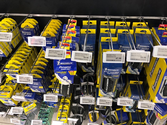 Electronic price tags on product hooks